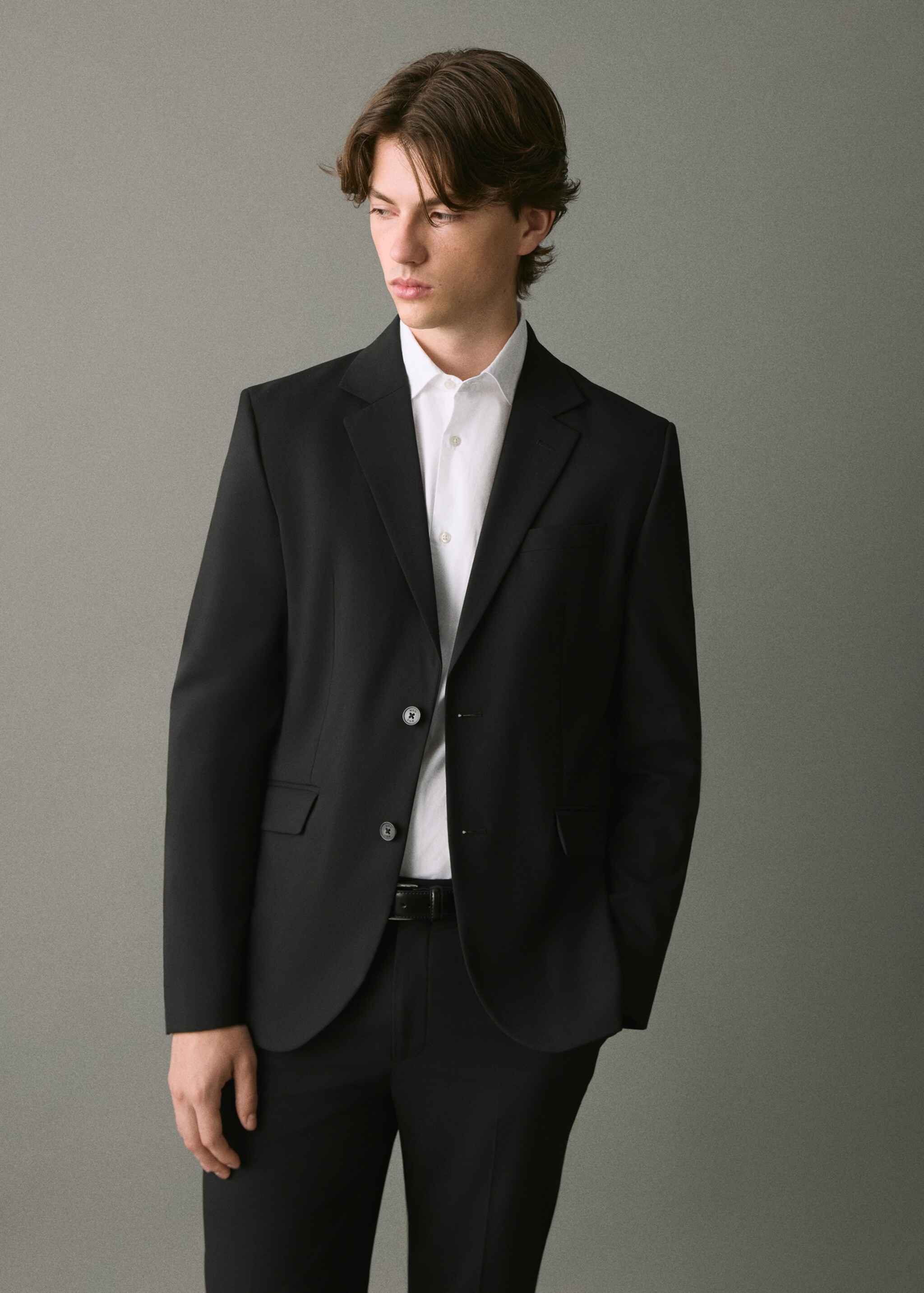 Straight-fit suit jacket - Medium plane, Black. Ref: 17066327-00.