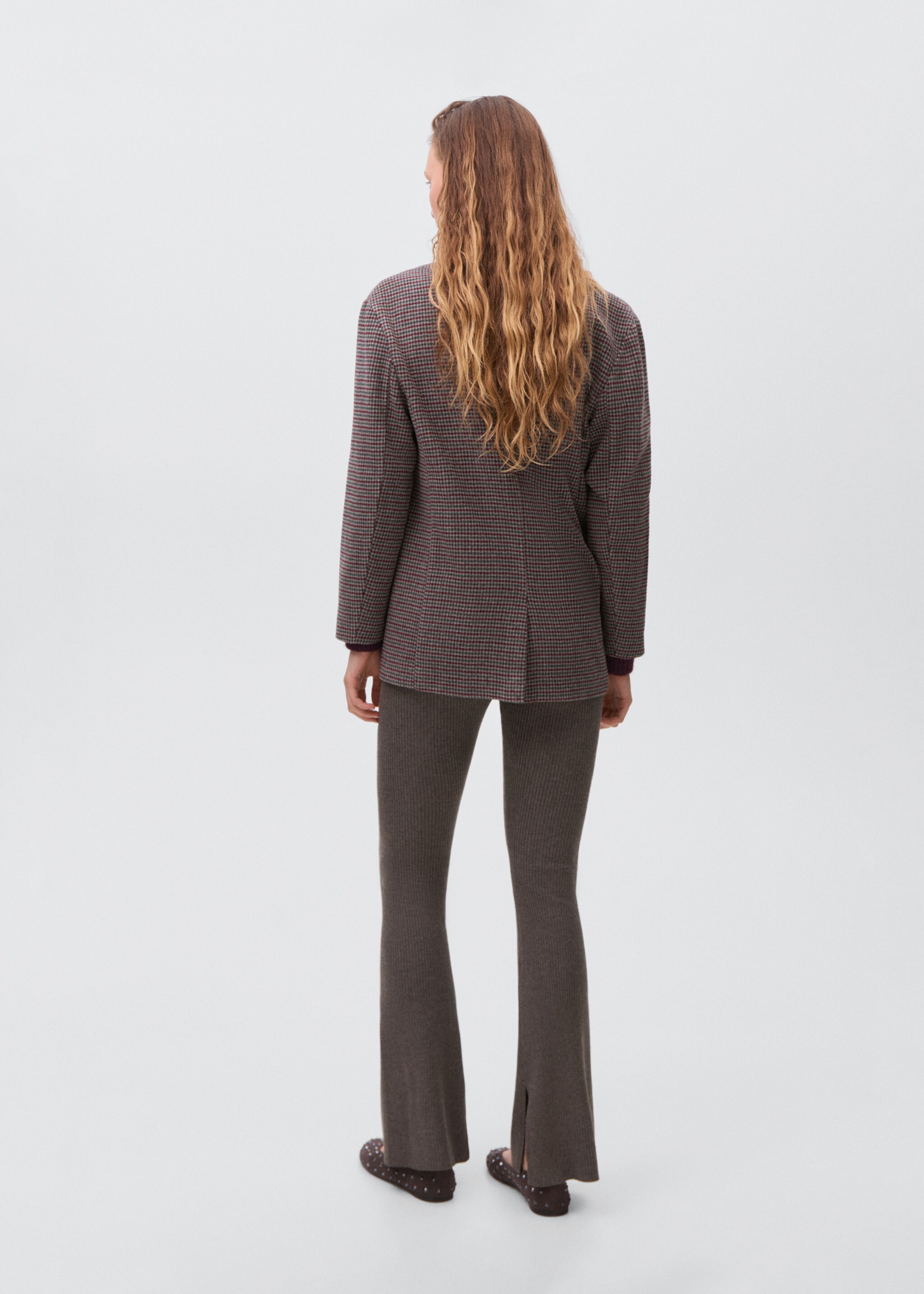 Ribbed flared trousers - Reverse of the article, Medium Brown. Ref: 17066330-00.