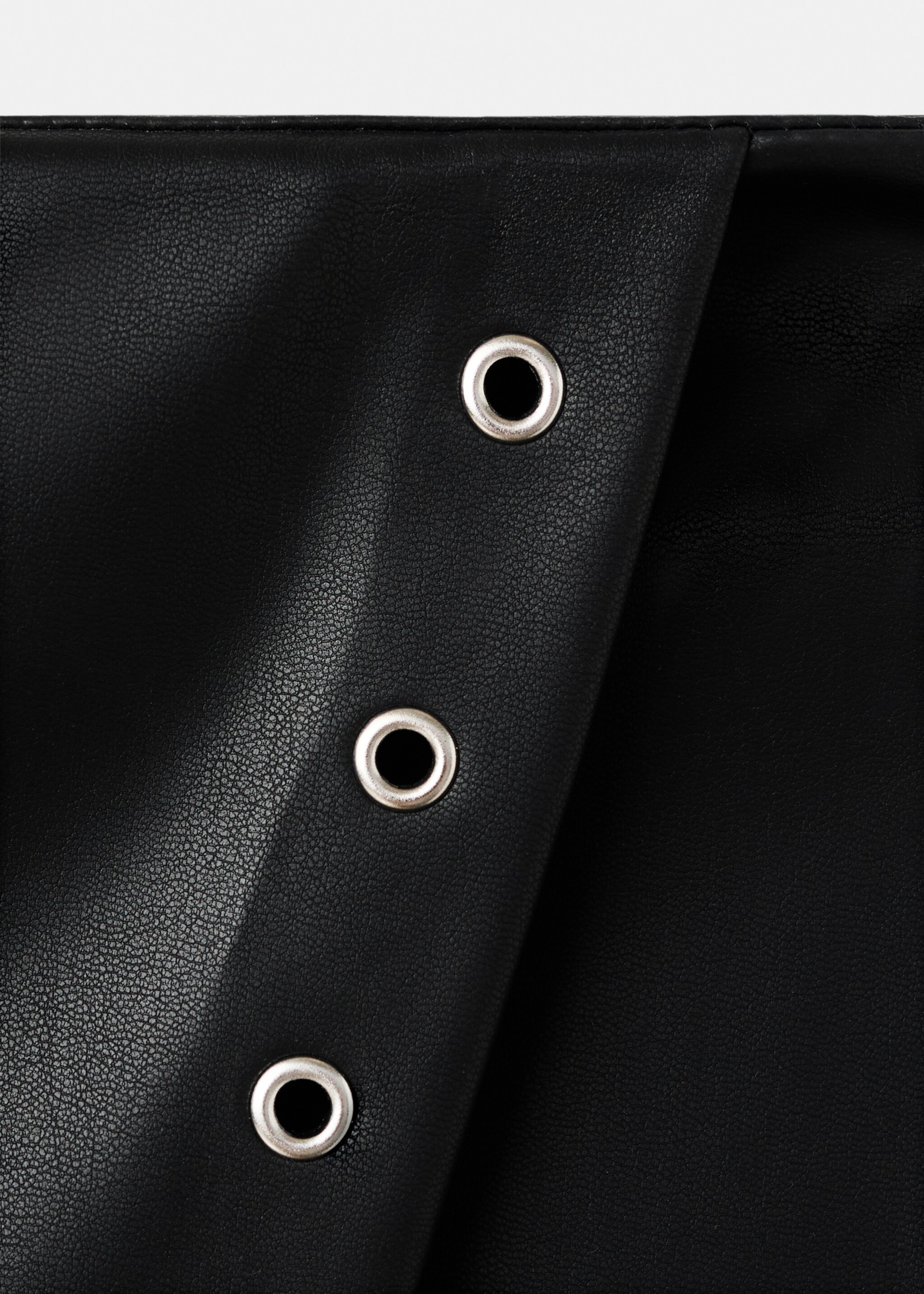 Leather-effect skirt with studs - Details of the article 0, Black. Ref: 17066331-00.