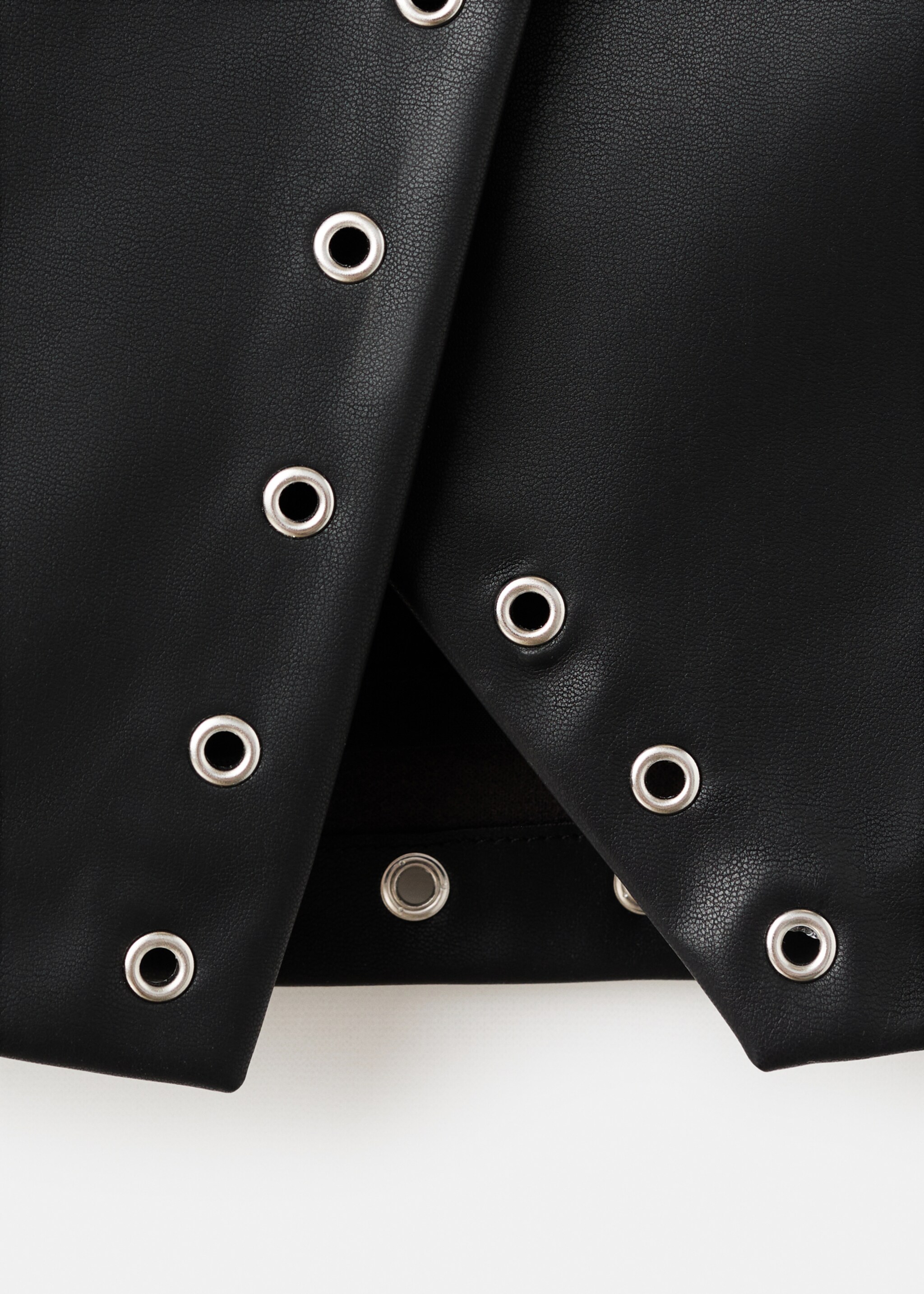 Leather-effect skirt with studs - Details of the article 8, Black. Ref: 17066331-00.
