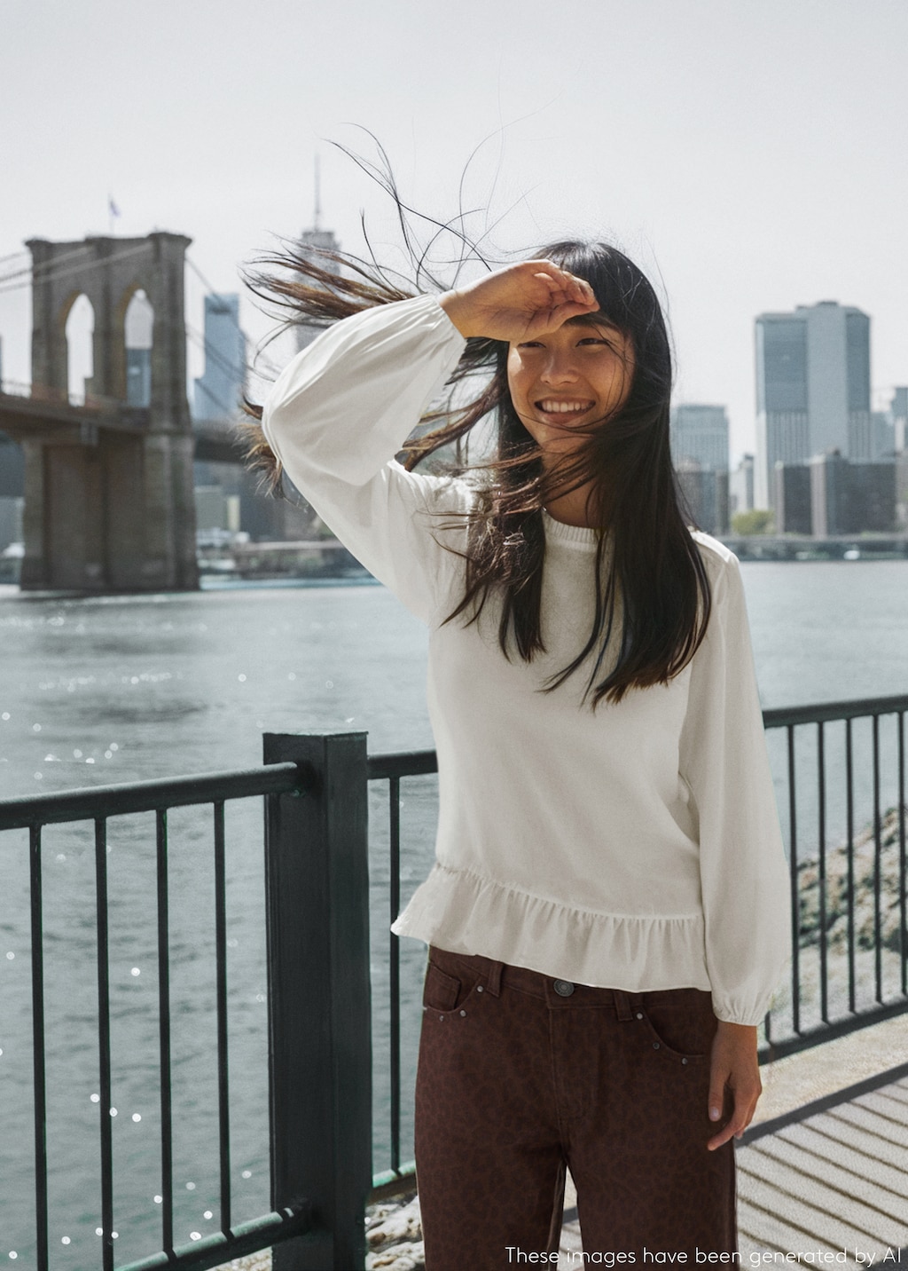 Ruffled cotton blouse