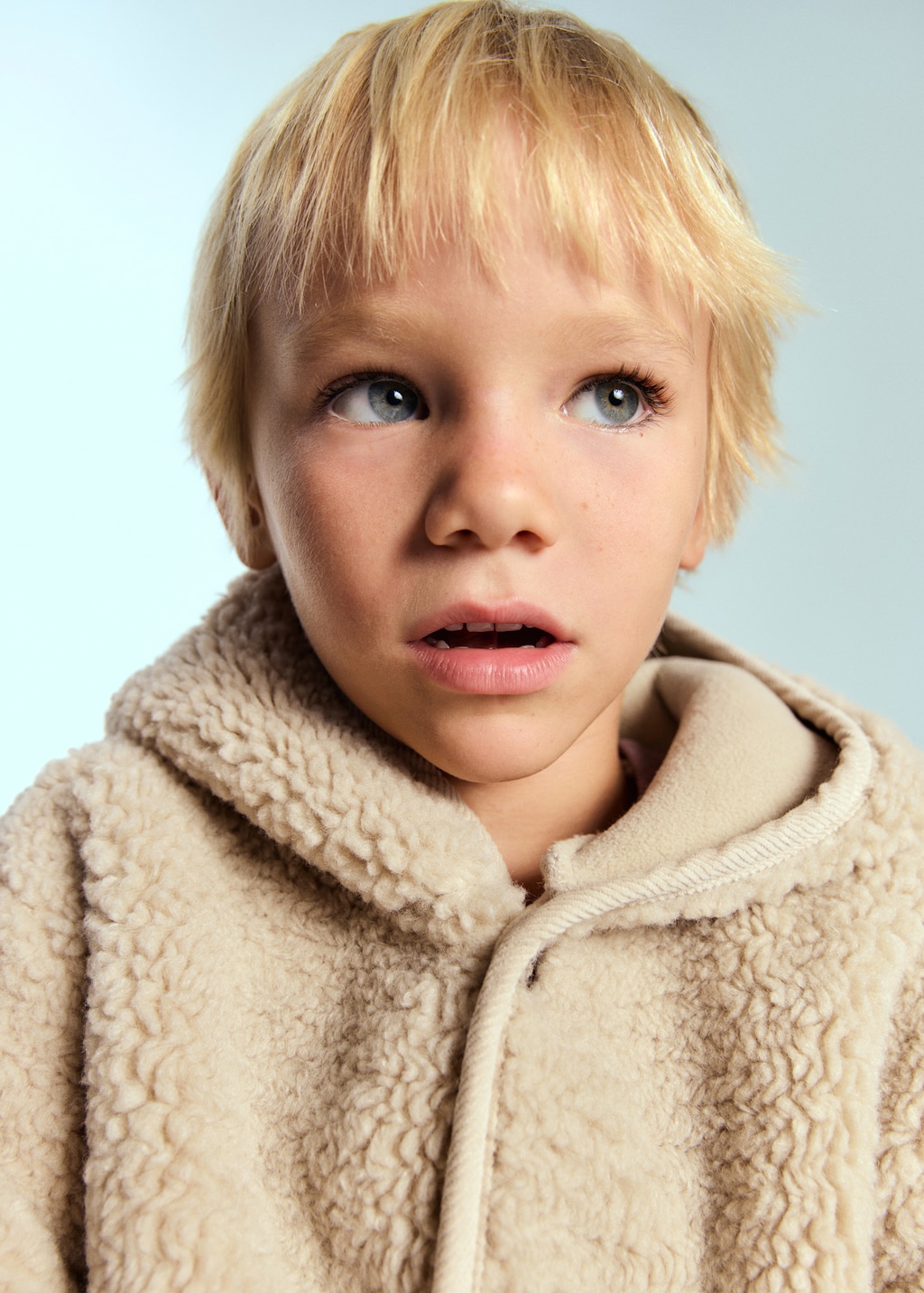 Shearling-effect hooded coat