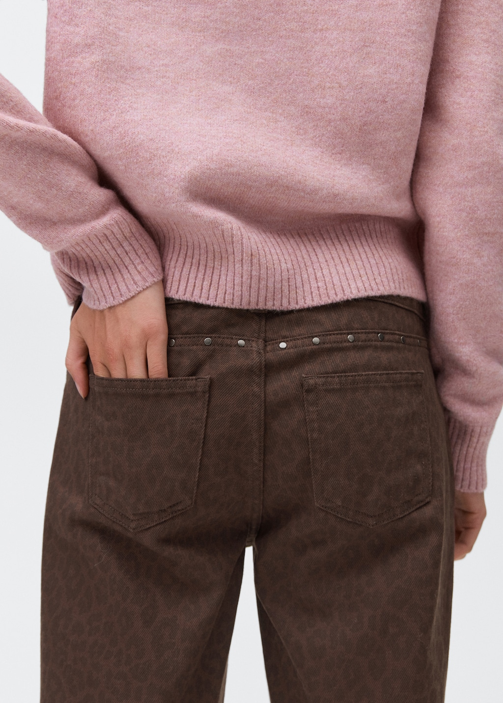 Leopard-print wide leg jeans