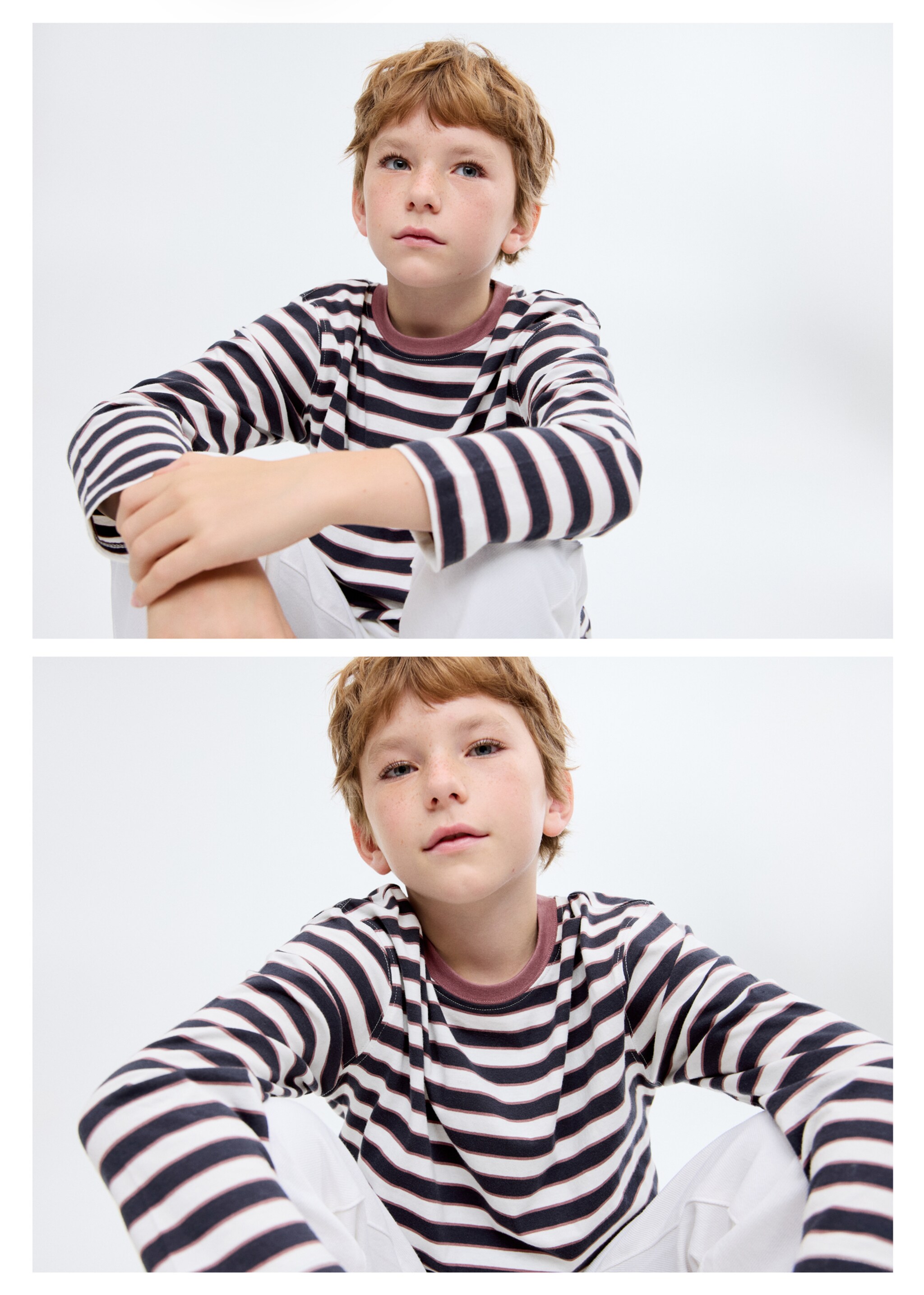 Long-sleeved striped t-shirt - Details of the article 2, Cherry. Ref: 17066337-00.