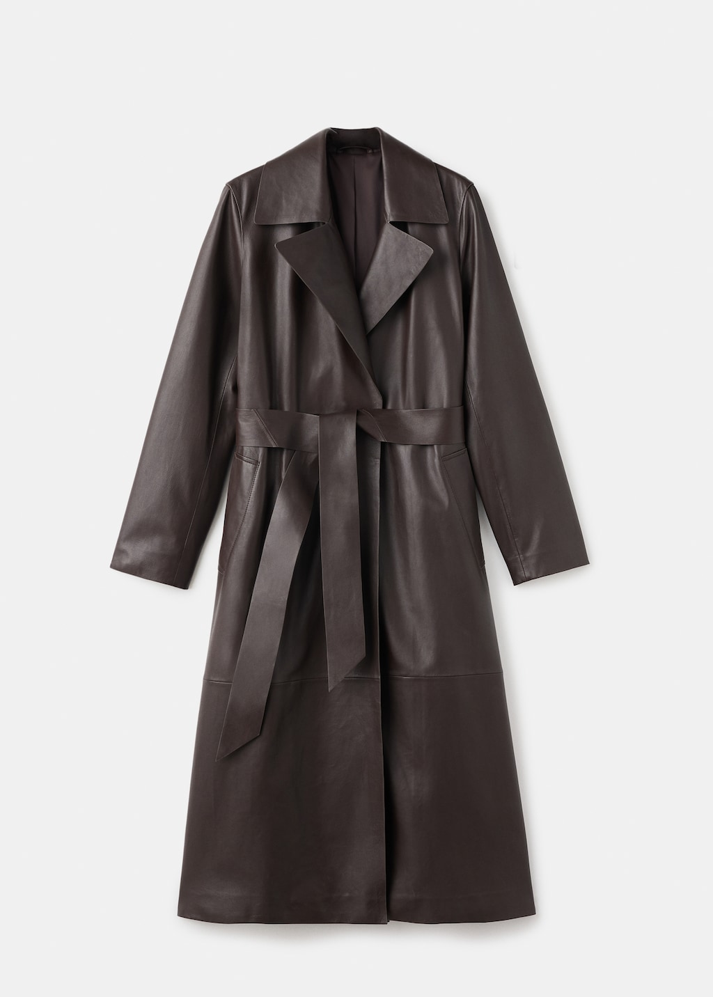 100% leather trench coat with belt
