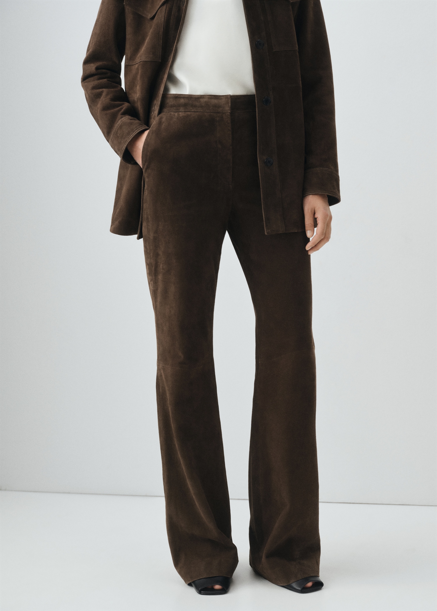 100% suede flared pants - Medium plane
