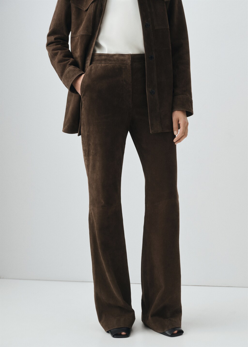 100% suede flared pants