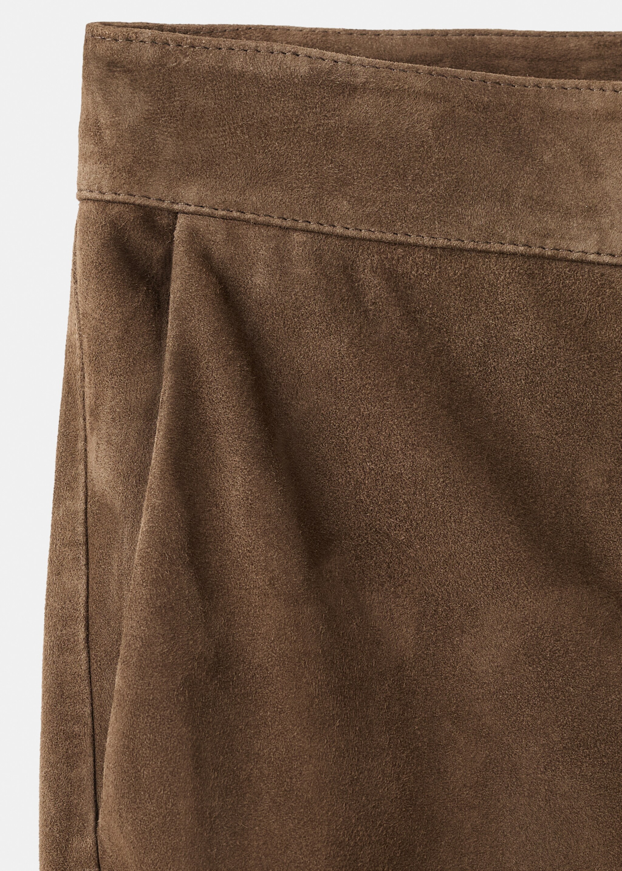100% suede flared pants - Details of the article 0, Khaki. Ref: 17066344-00.