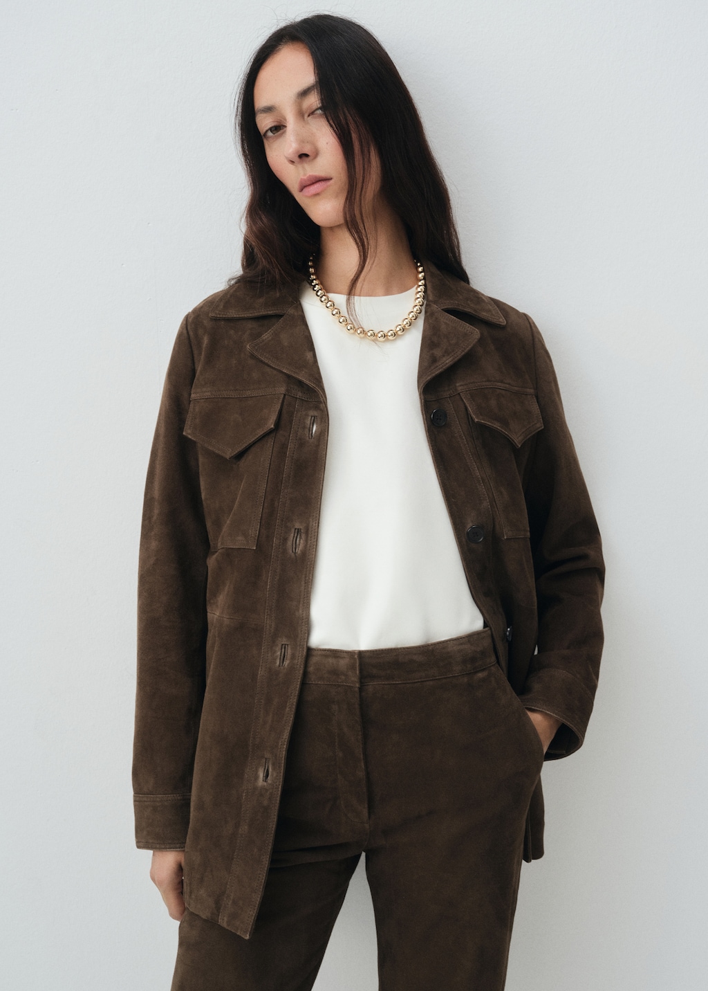 100% suede flared pants