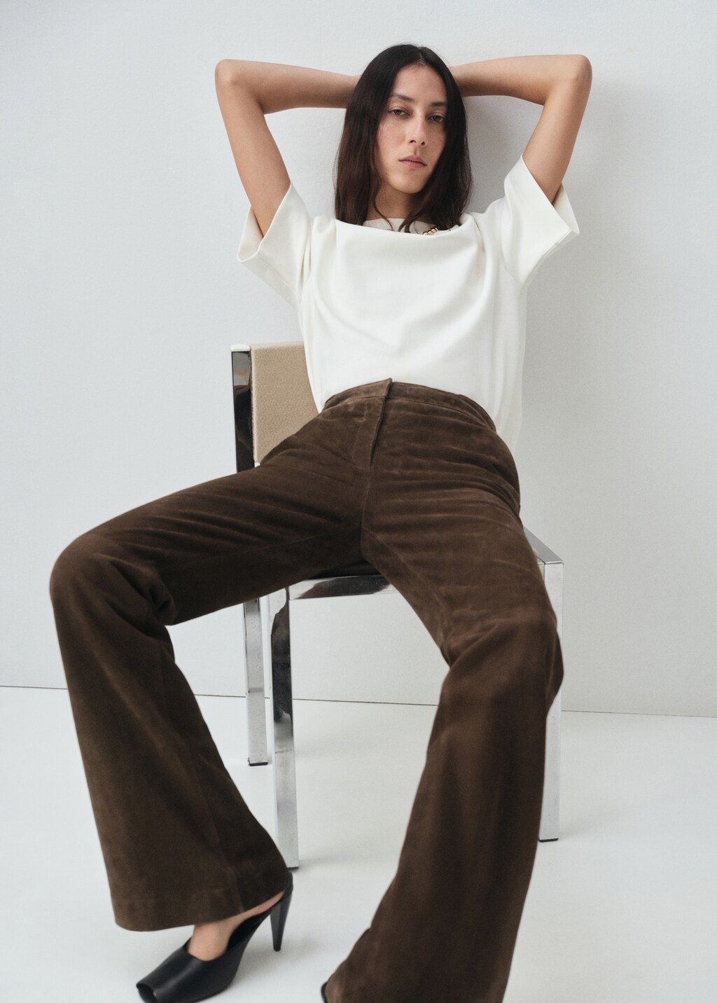 Mango 100% suede flared pants
