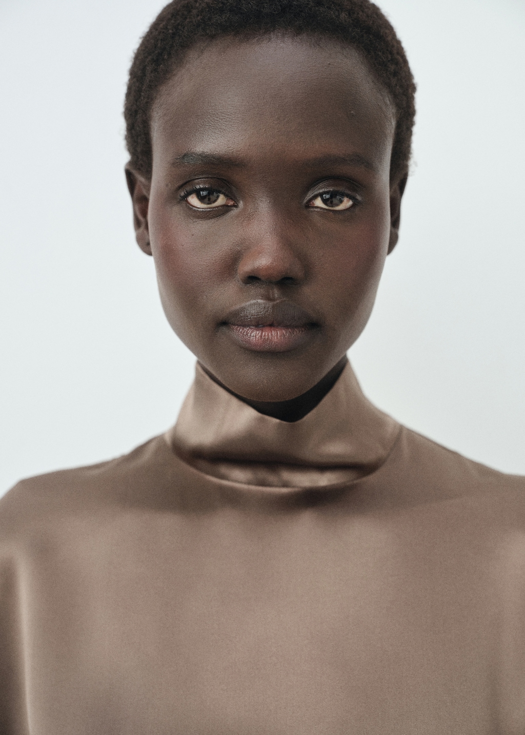 100% silk satin turtleneck blouse - image 4