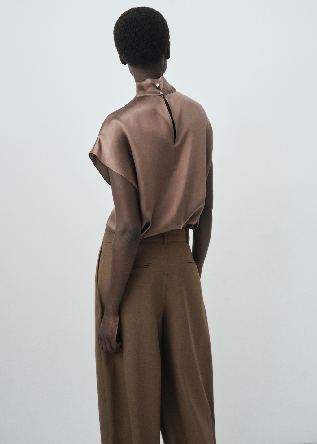 100% silk satin turtleneck blouse - image 3