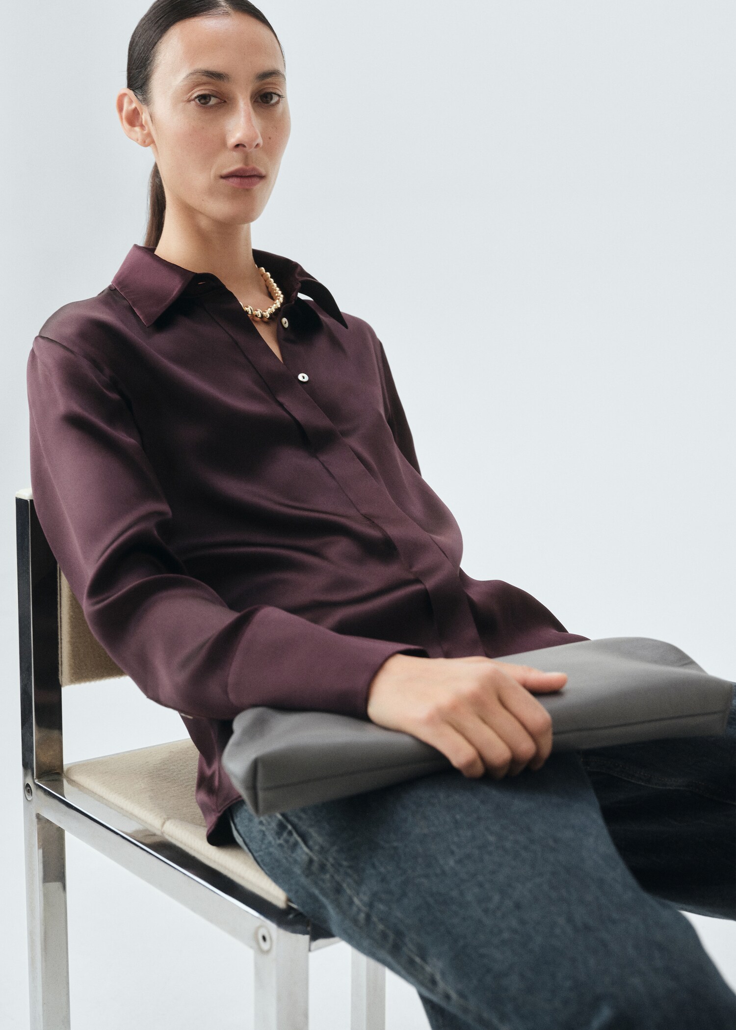 Chemise 100 % soie satinée - Détail de l'article 2