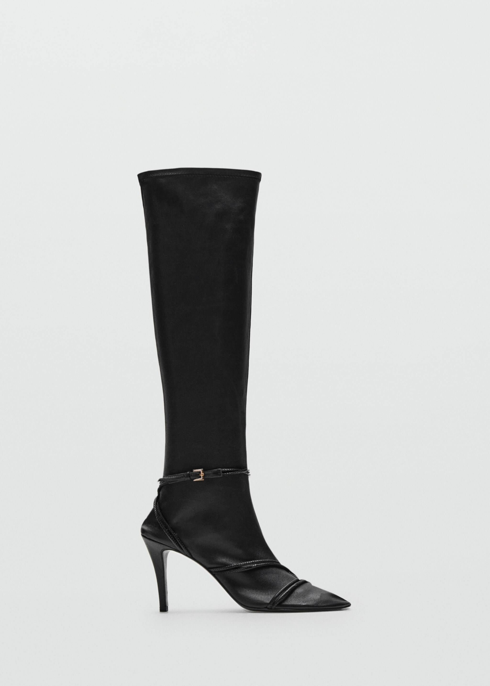 100% leather high boots with straps - Article without model, Black. Ref: 17066355-00.