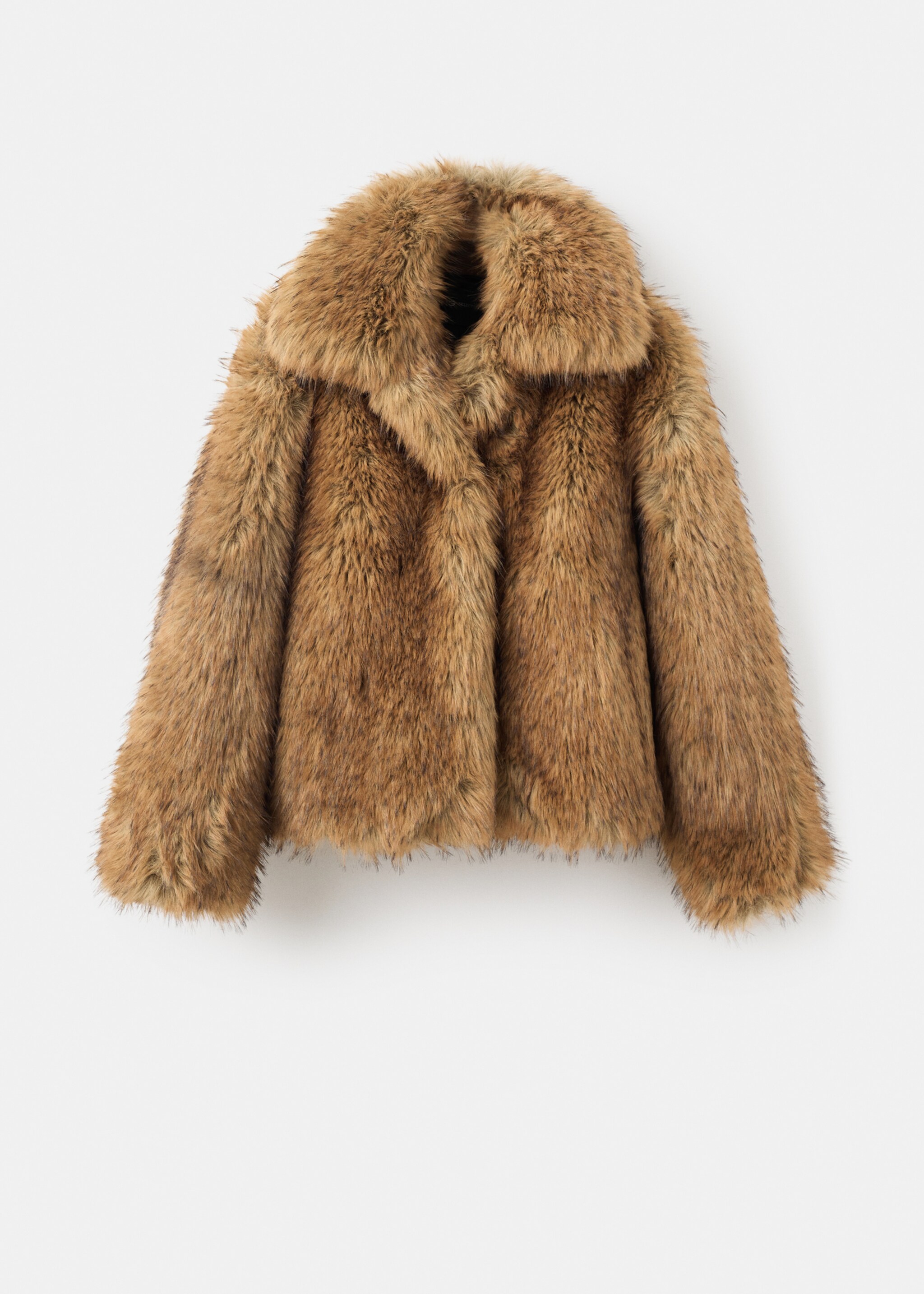 Fur-effect jacket with lapels - Article without model, Brown. Ref: 17066357-00.