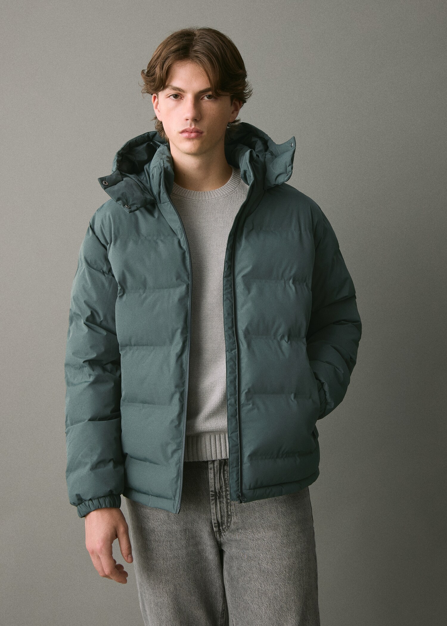 Hood quilted coat - Medium plane