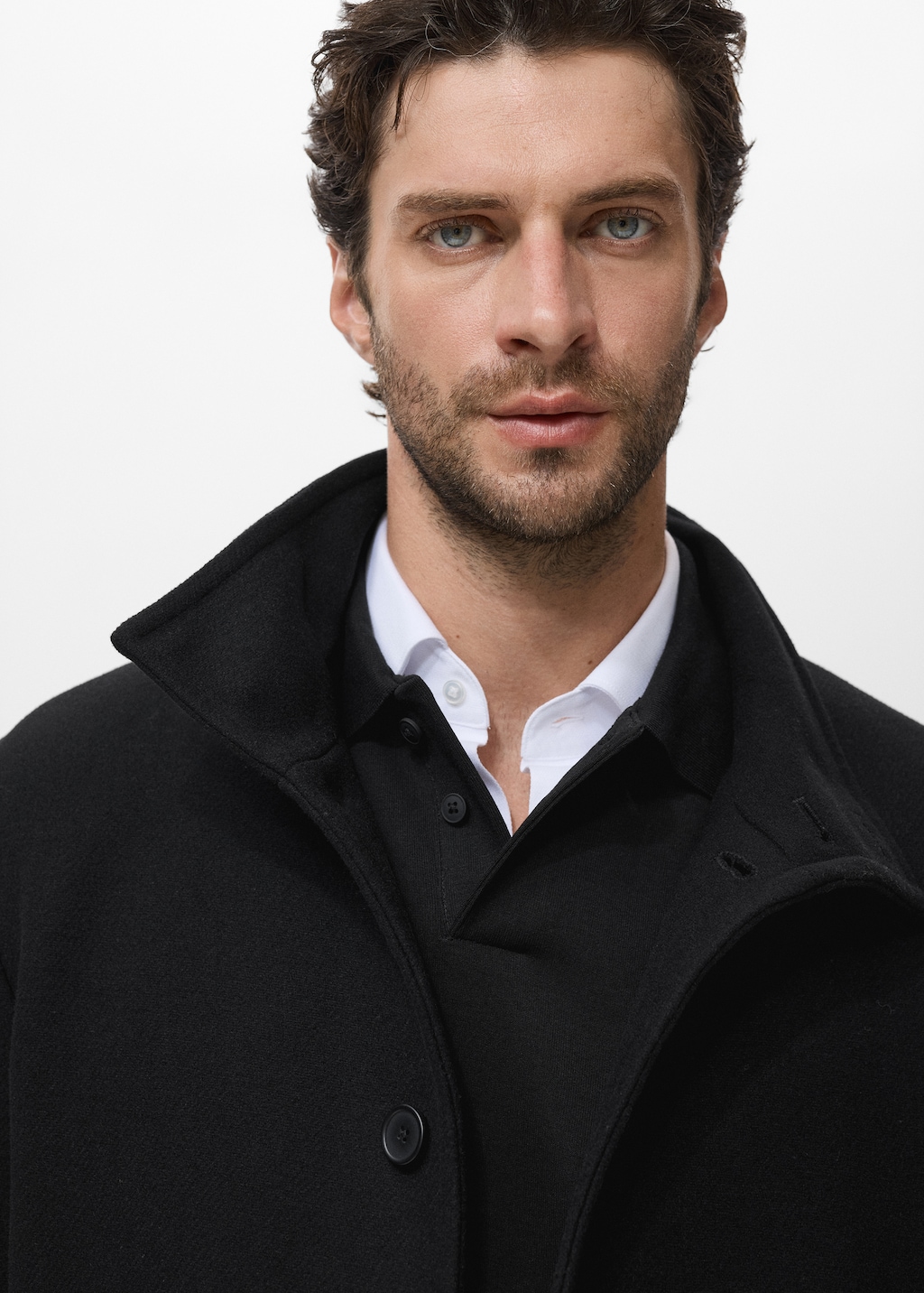 Wool funnel neck coat