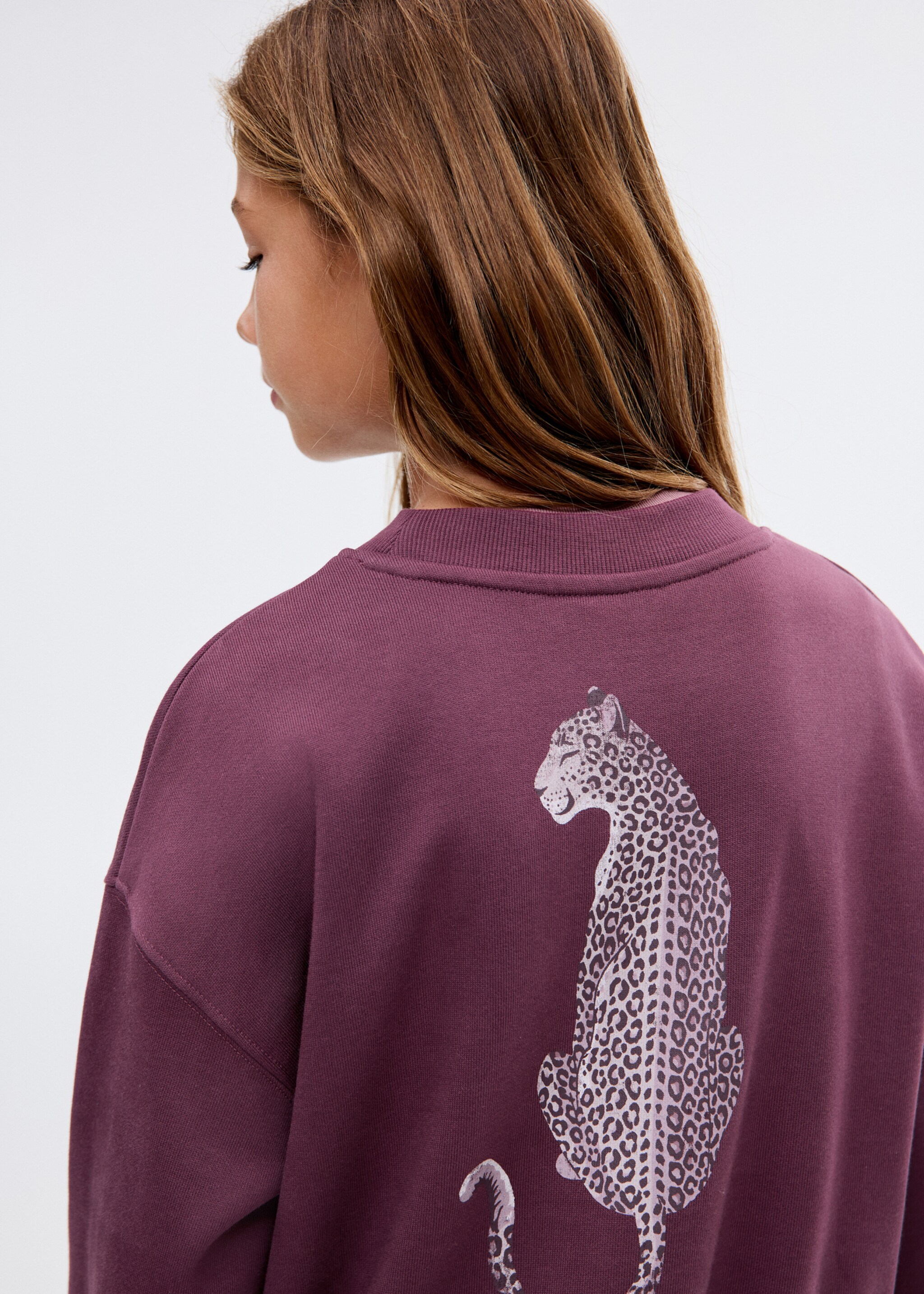 Sweat-shirt coton imprimé - Plan moyen, Grenat. Ref: 17066727-00.