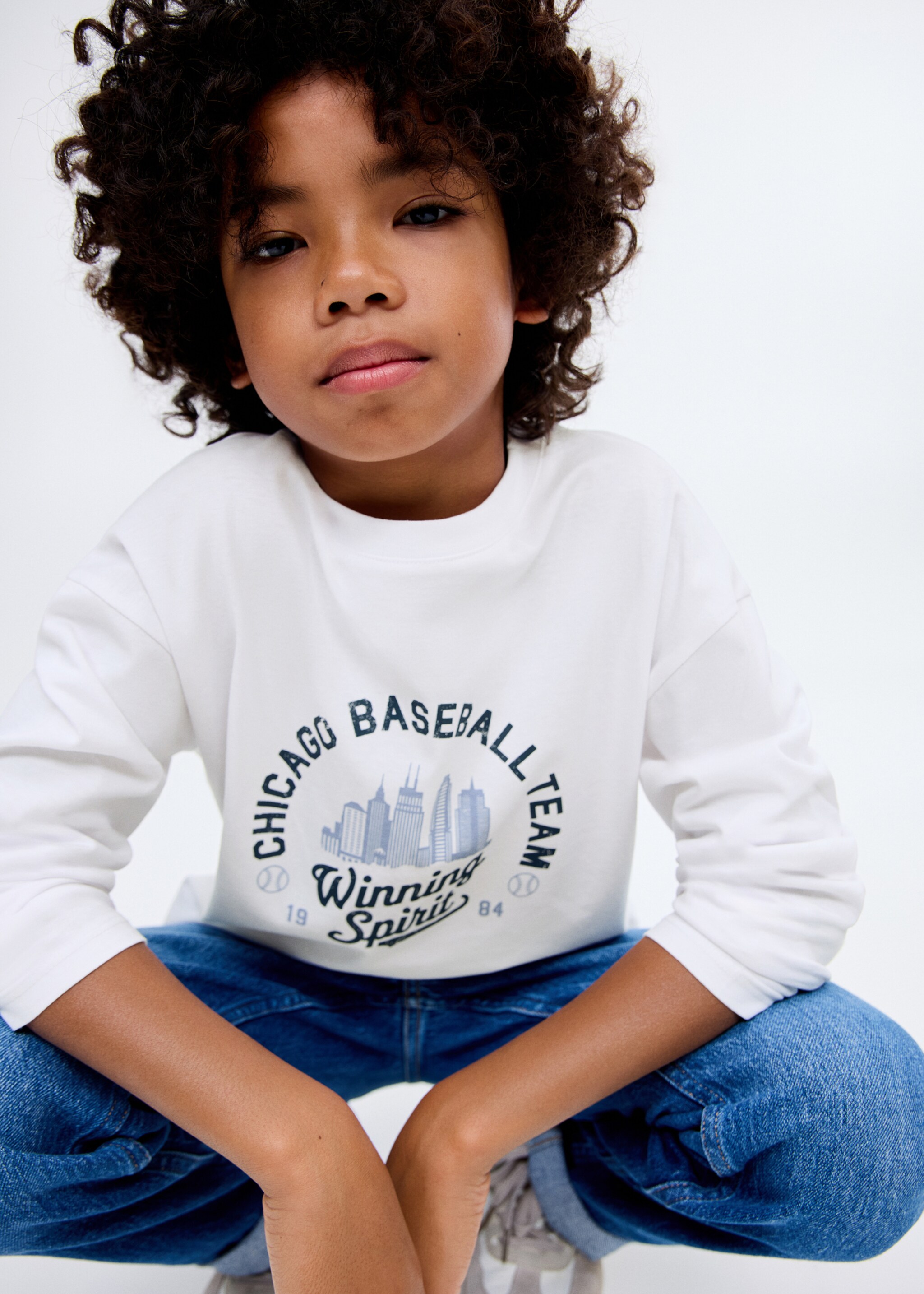 Printed long sleeve t-shirt - Medium plane, White. Ref: 17066728-00.