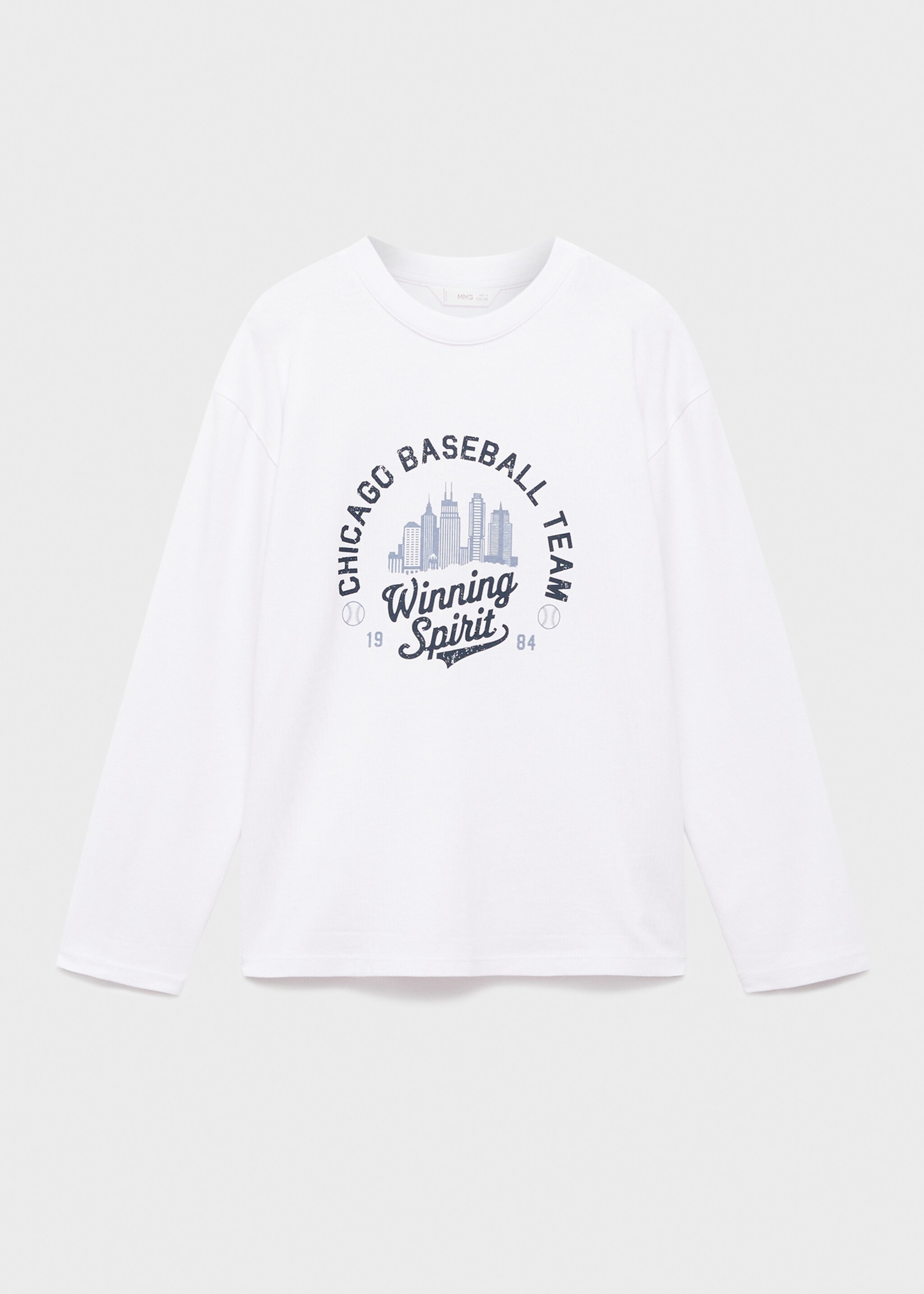 Printed long sleeve t-shirt - Article without model, White. Ref: 17066728-00.