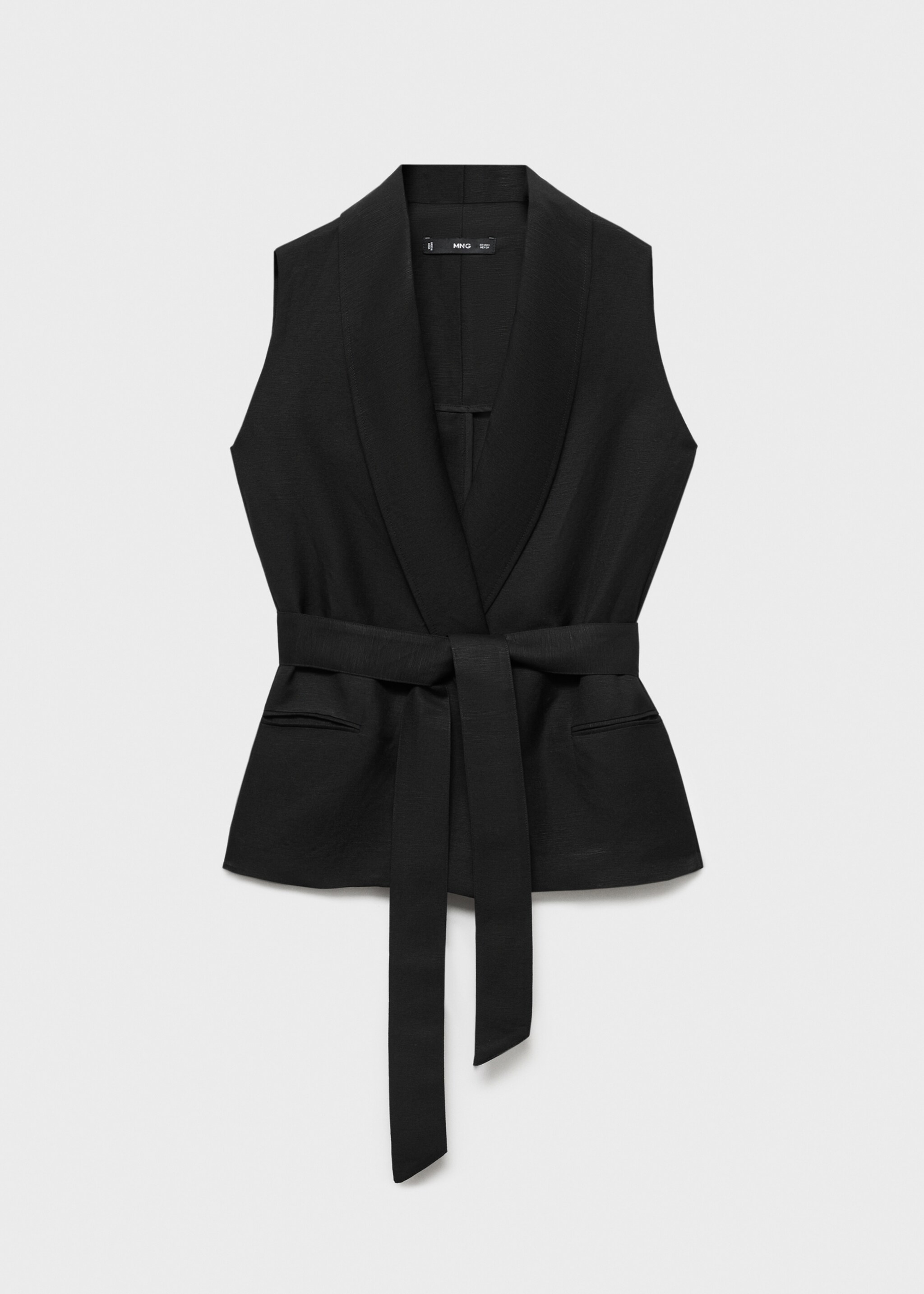 Linen suit waistcoat with belt - Article without model, Black. Ref: 17066734-00.