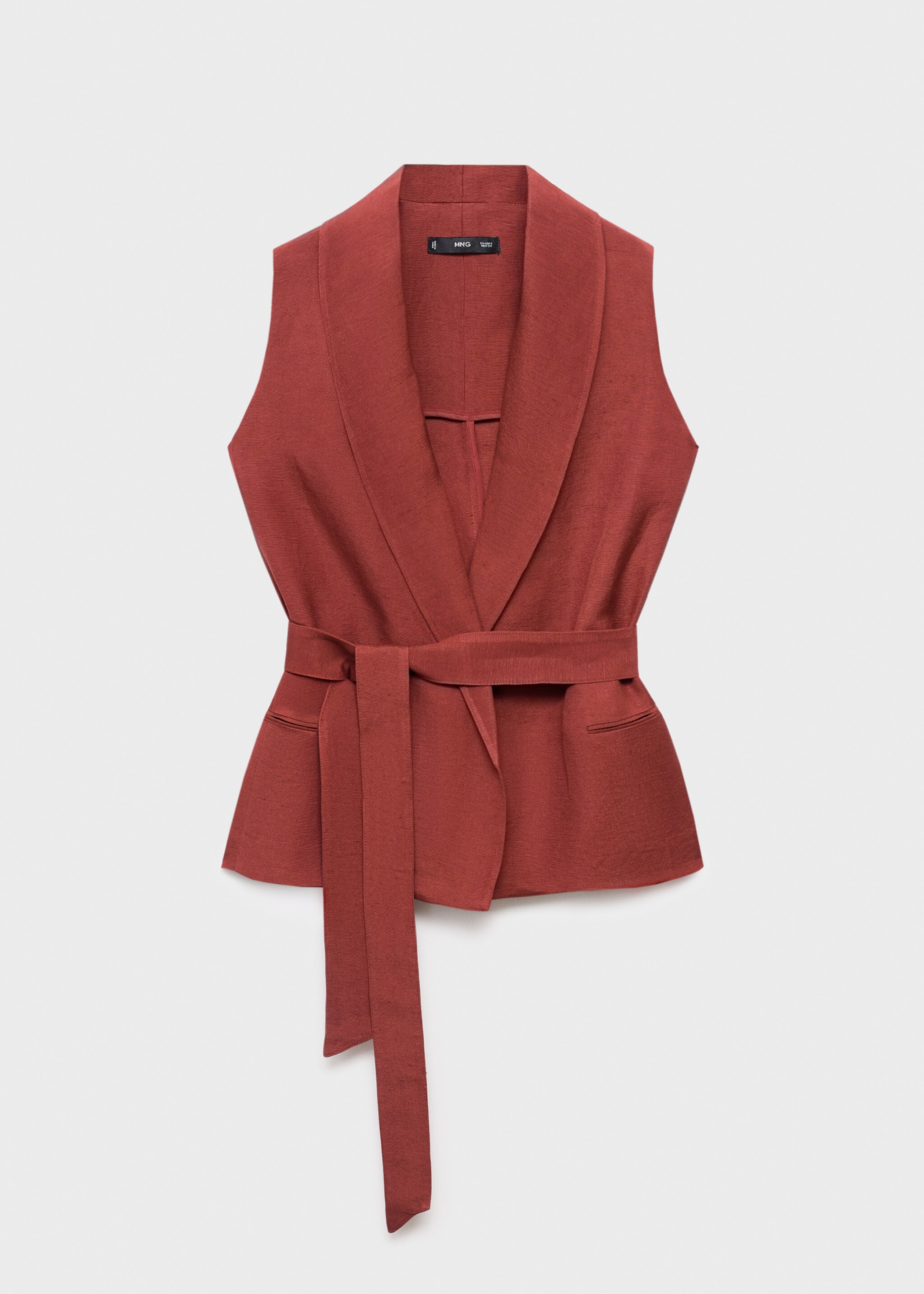 Linen suit waistcoat with belt - Article without model, Copper. Ref: 17066734-00.
