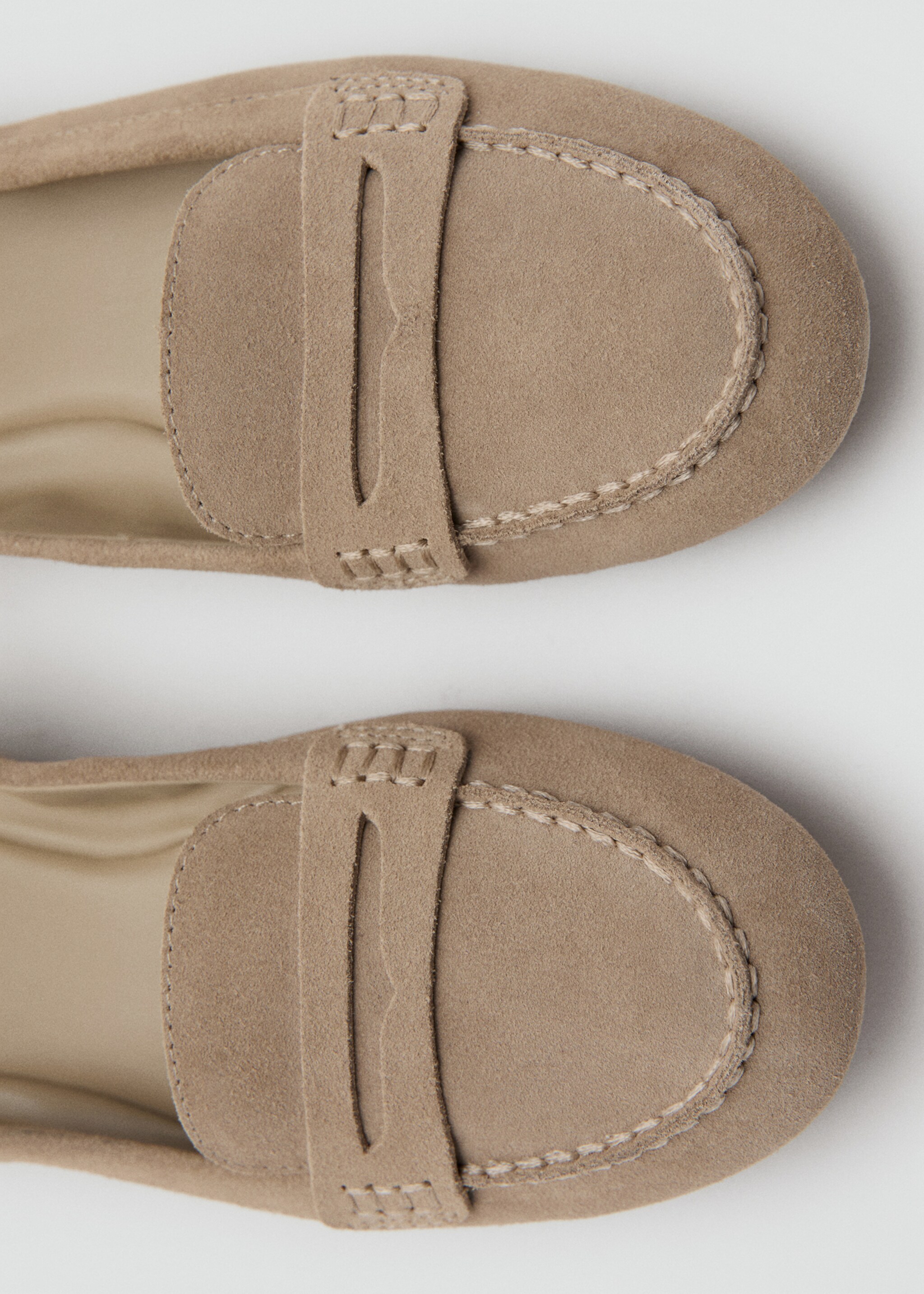 Suede penny loafers - Details of the article 2, Sand. Ref: 17066743-00.