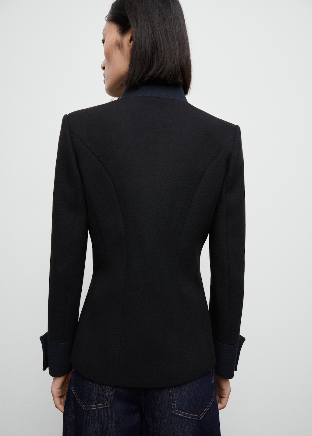 Fitted jacket with band collar - image 3