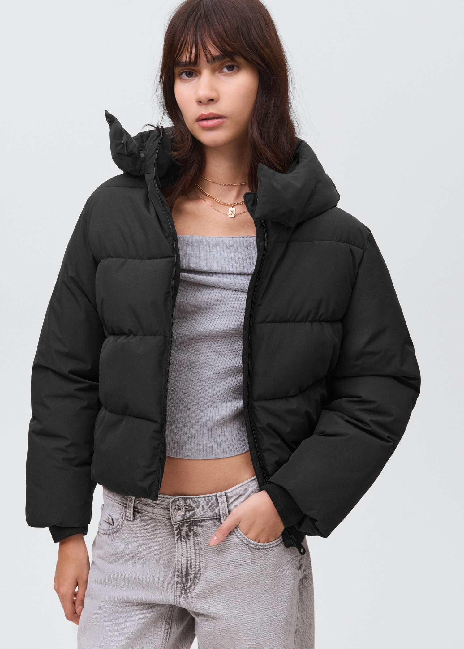 Doudoune Mango Manteau Matelassé Femme Avec Capuche Tbs Doudoune