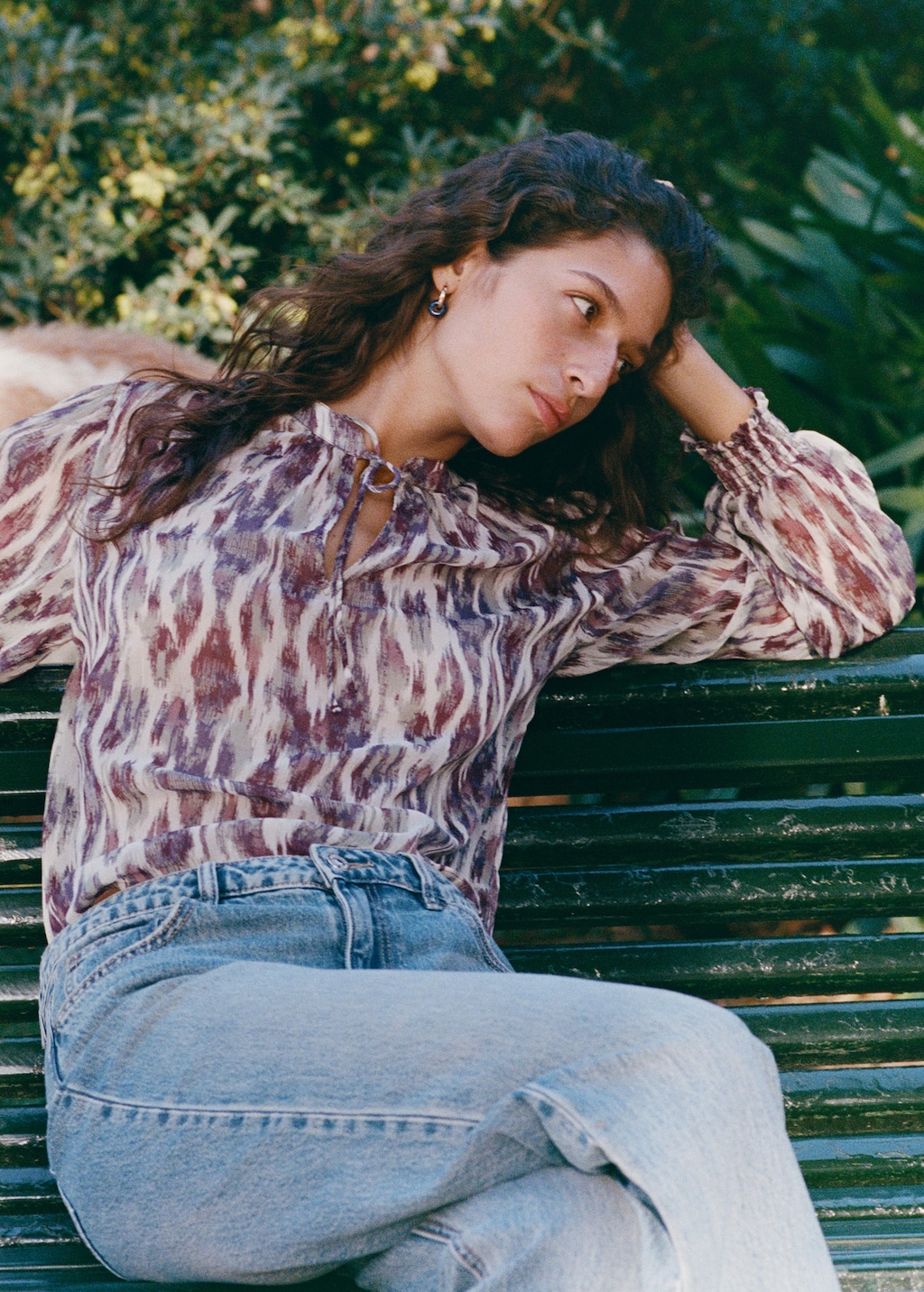 Semi-transparent printed blouse