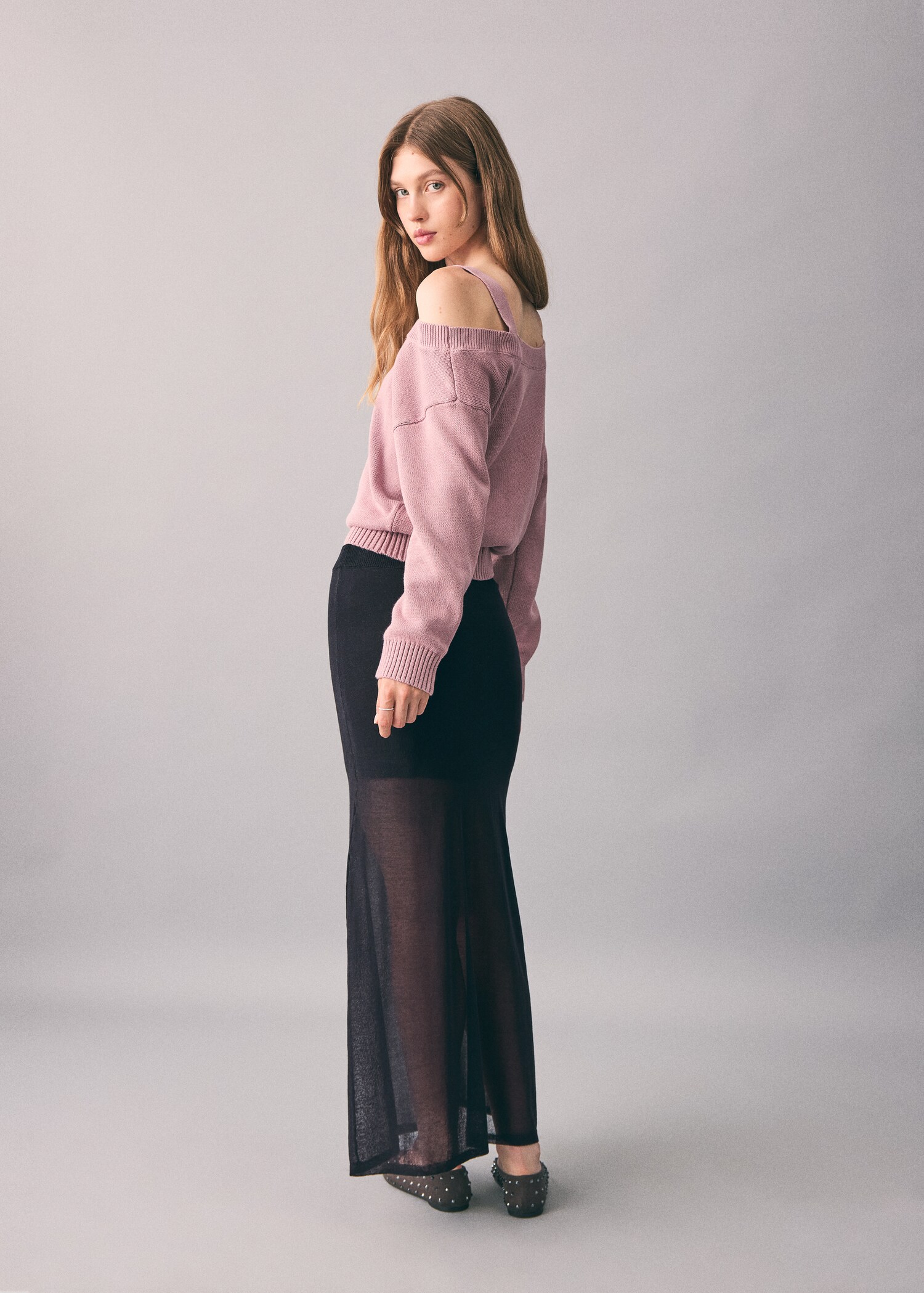 Long semi-transparent skirt - Reverse of the article