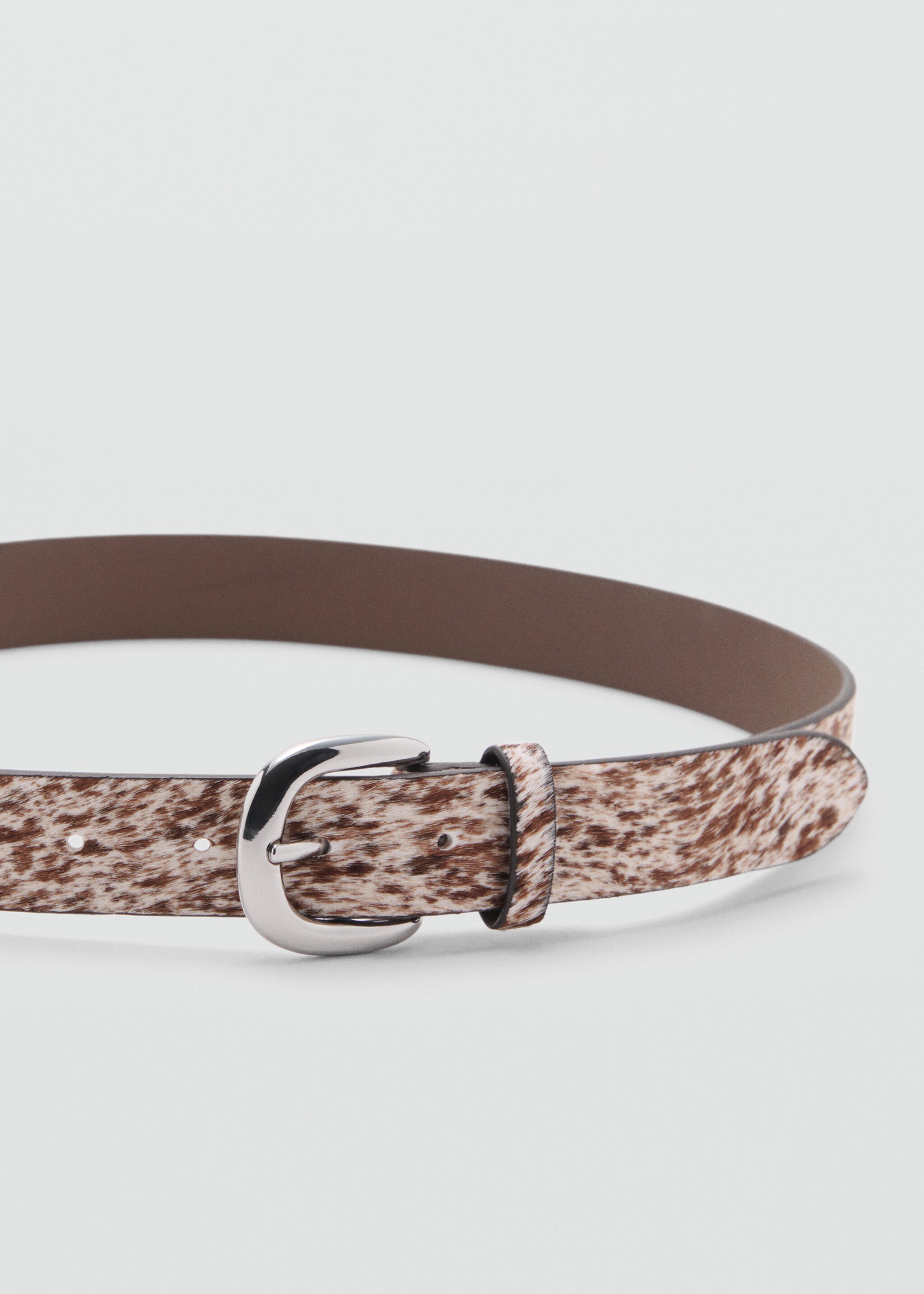 Leather fur belt - Medium plane, Brown. Ref: 17067125-00.