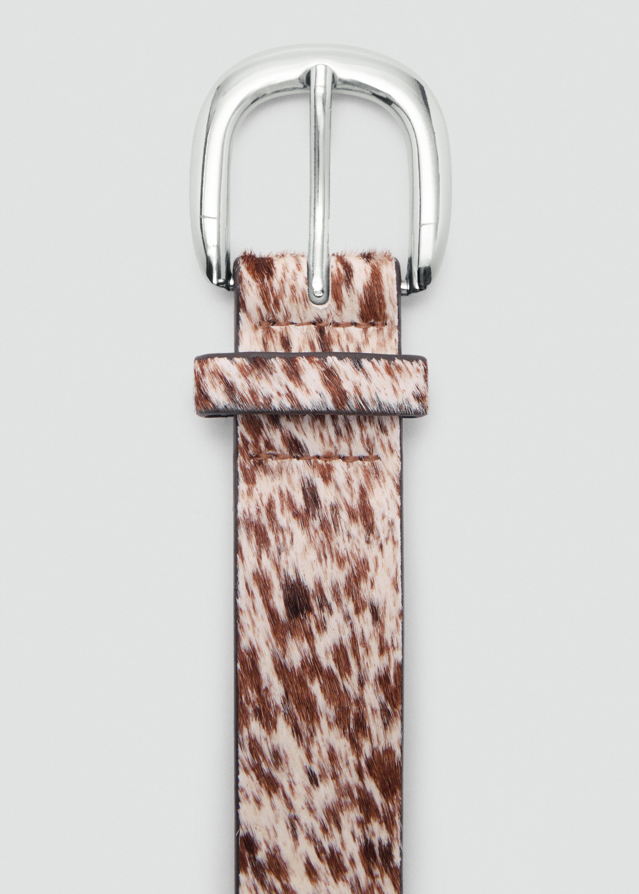 Leather fur belt - Details of the article 1, Brown. Ref: 17067125-00.