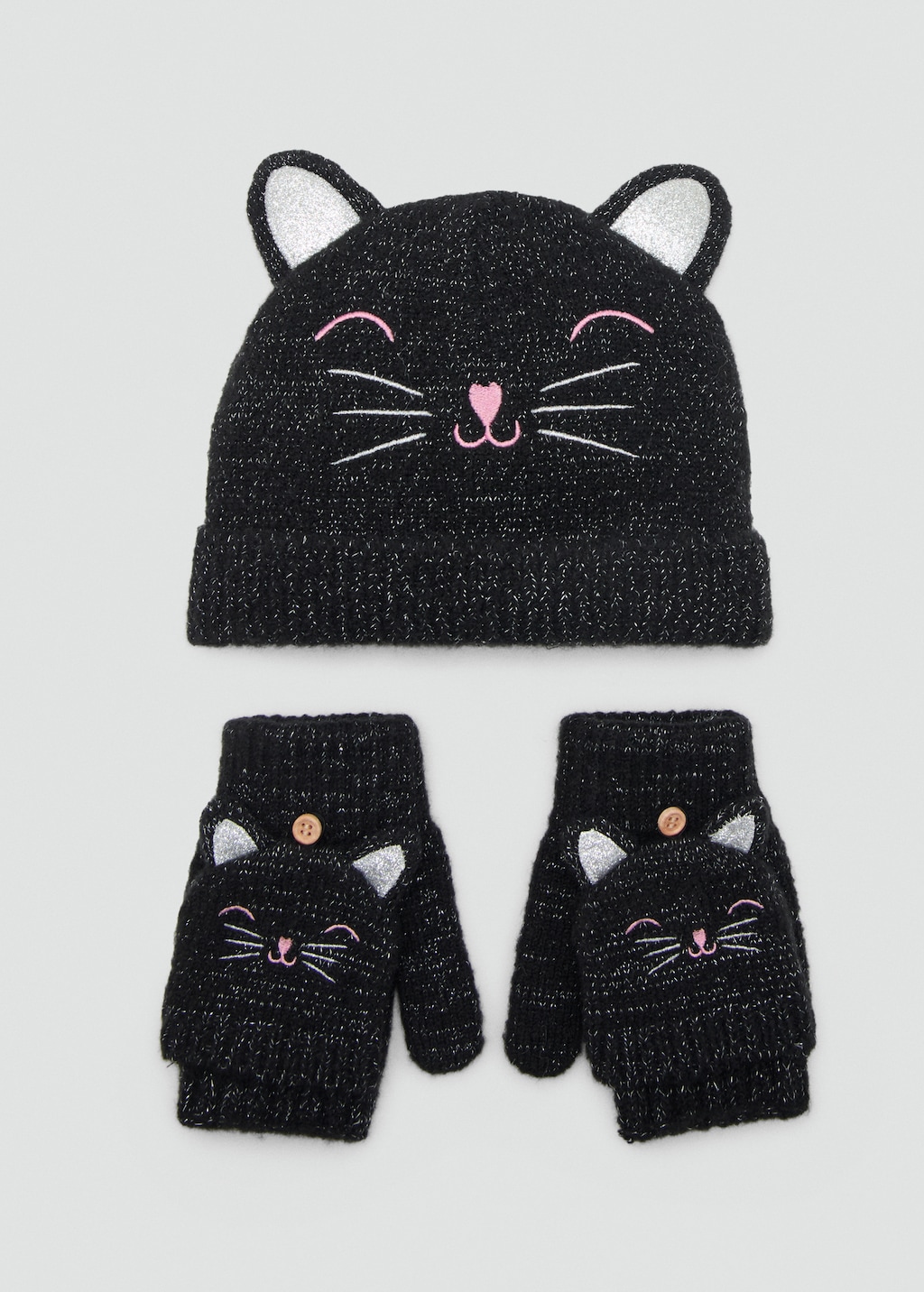 Lurex kitty gloves