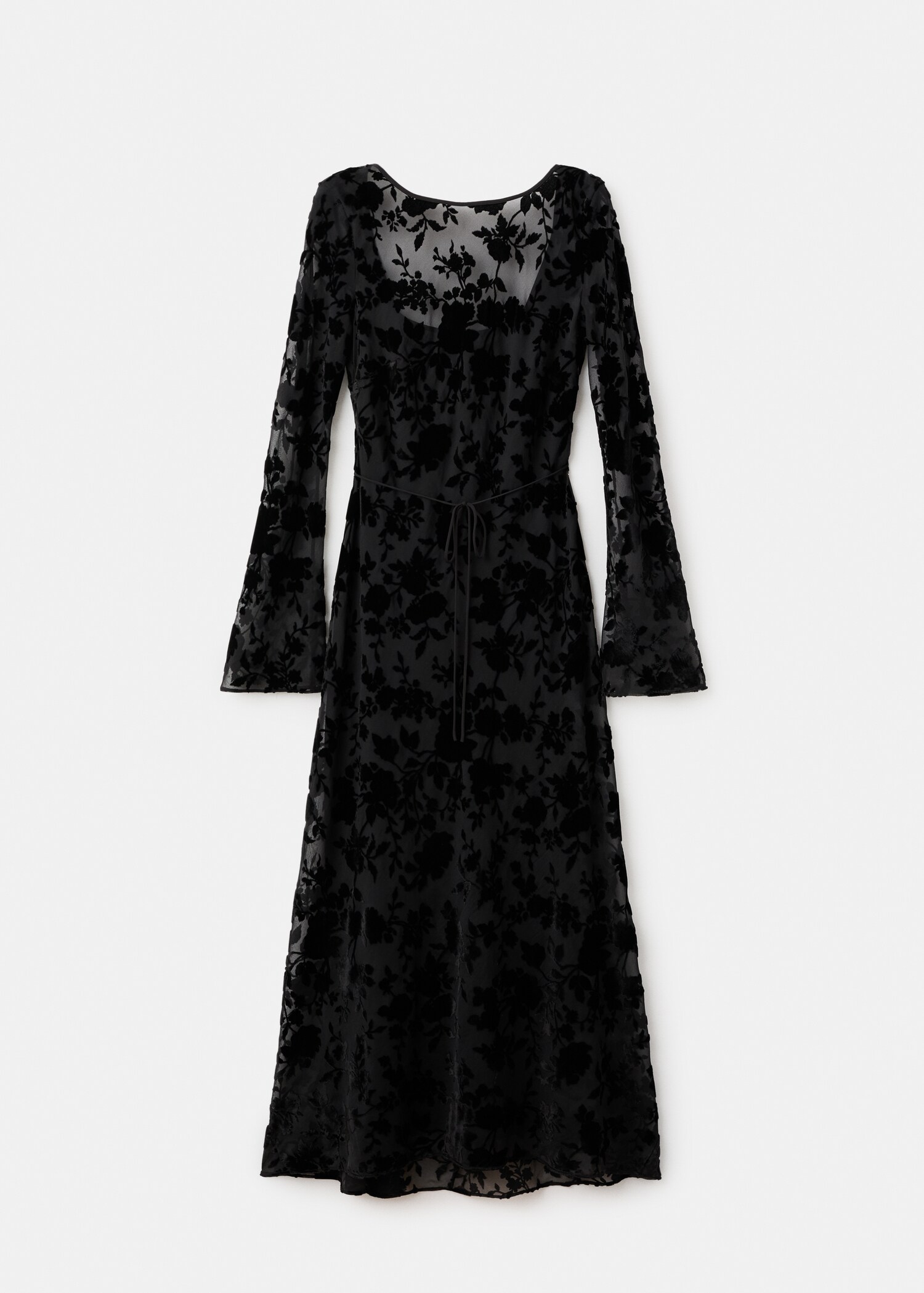 Floral jacquard dress with bell sleeves - Article without model