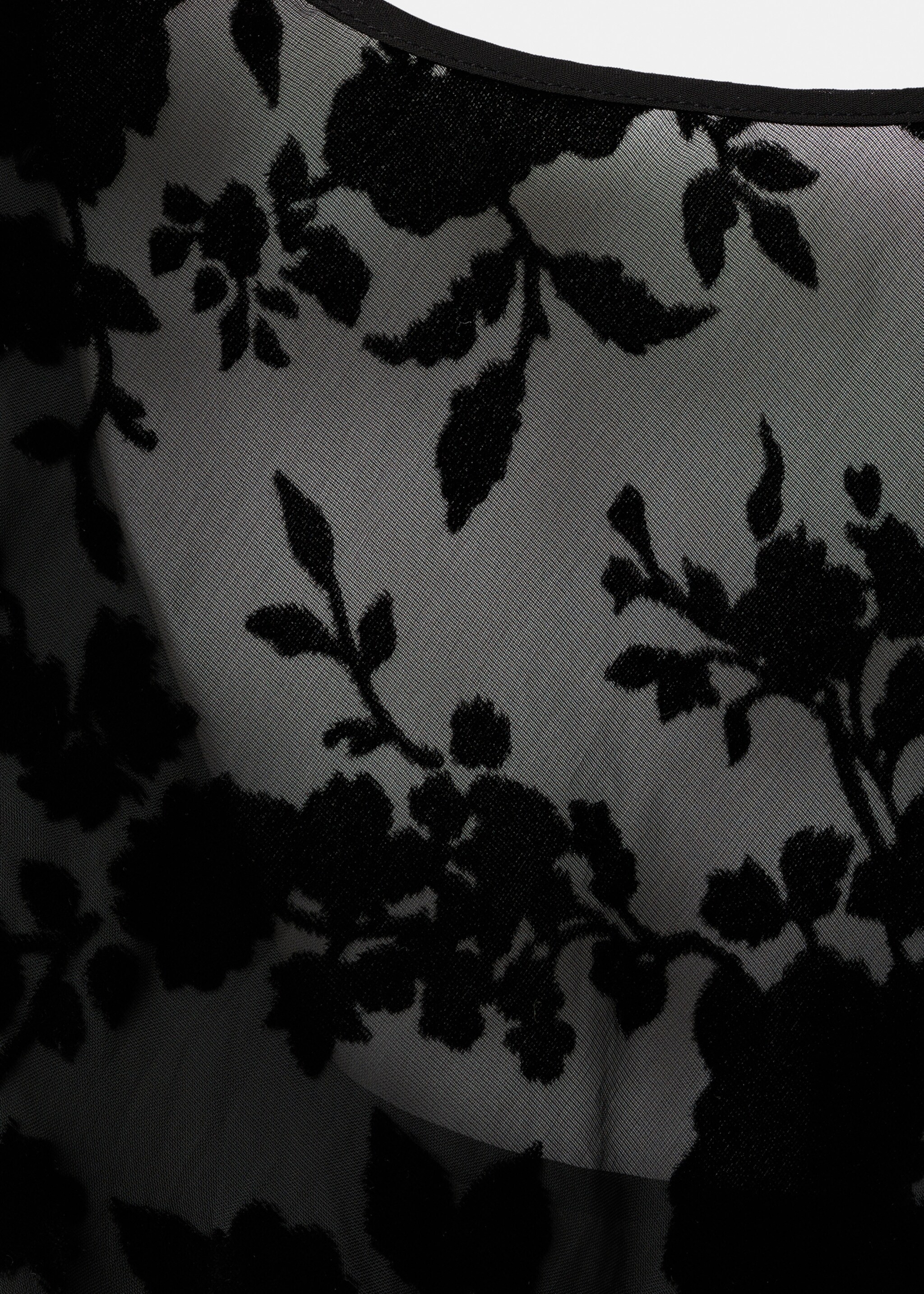 Floral jacquard dress with bell sleeves - Details of the article 0, Black. Ref: 17067136-00.