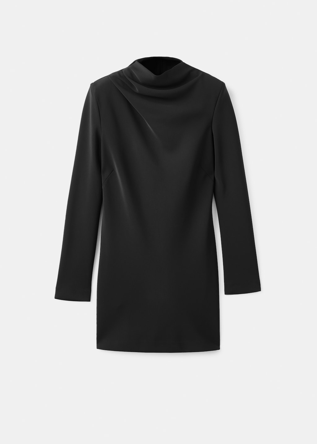 Long-sleeved dress with draped neck - image 4