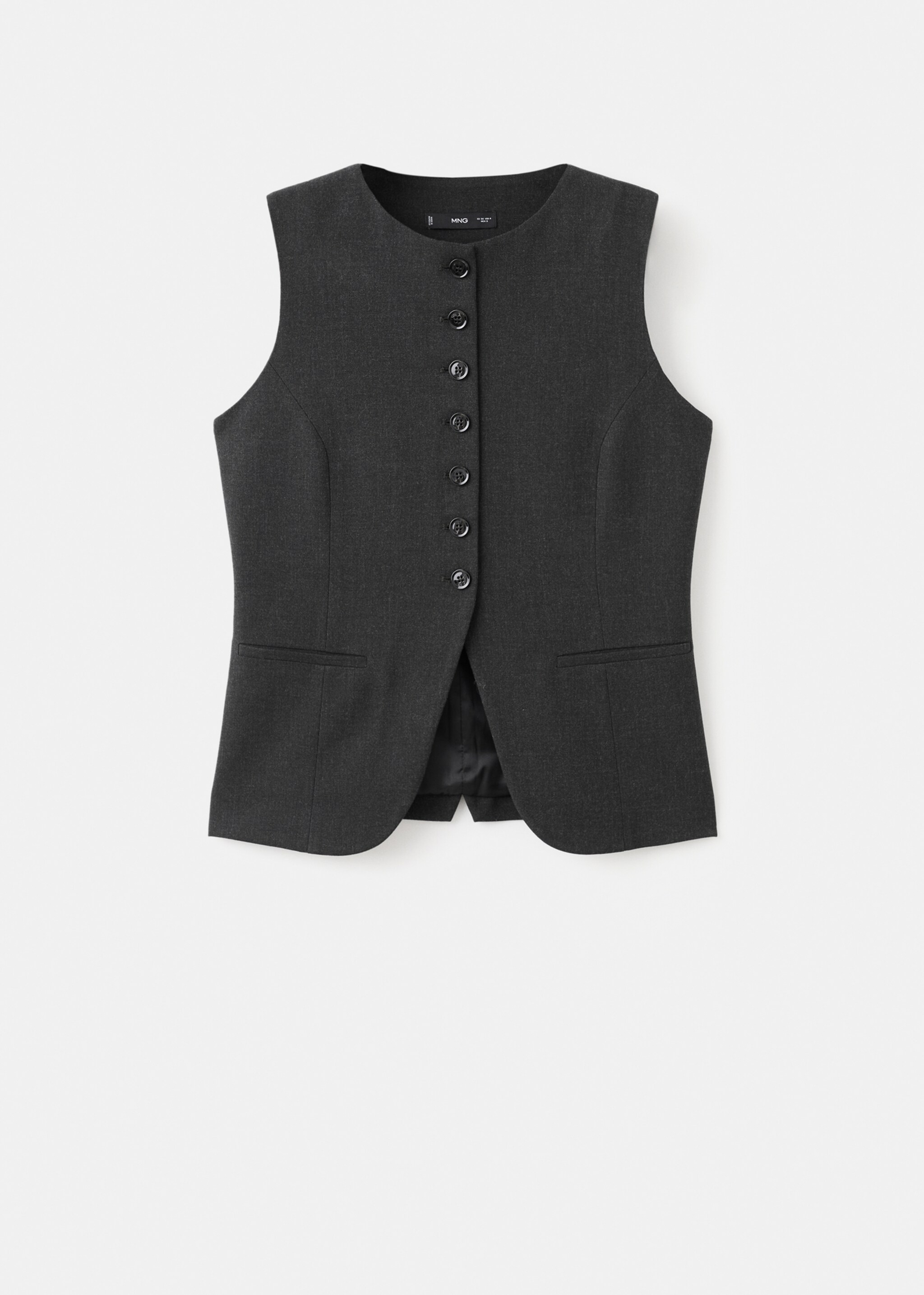Round-neck suit waistcoat - Article without model, Grey. Ref: 17067140-00.