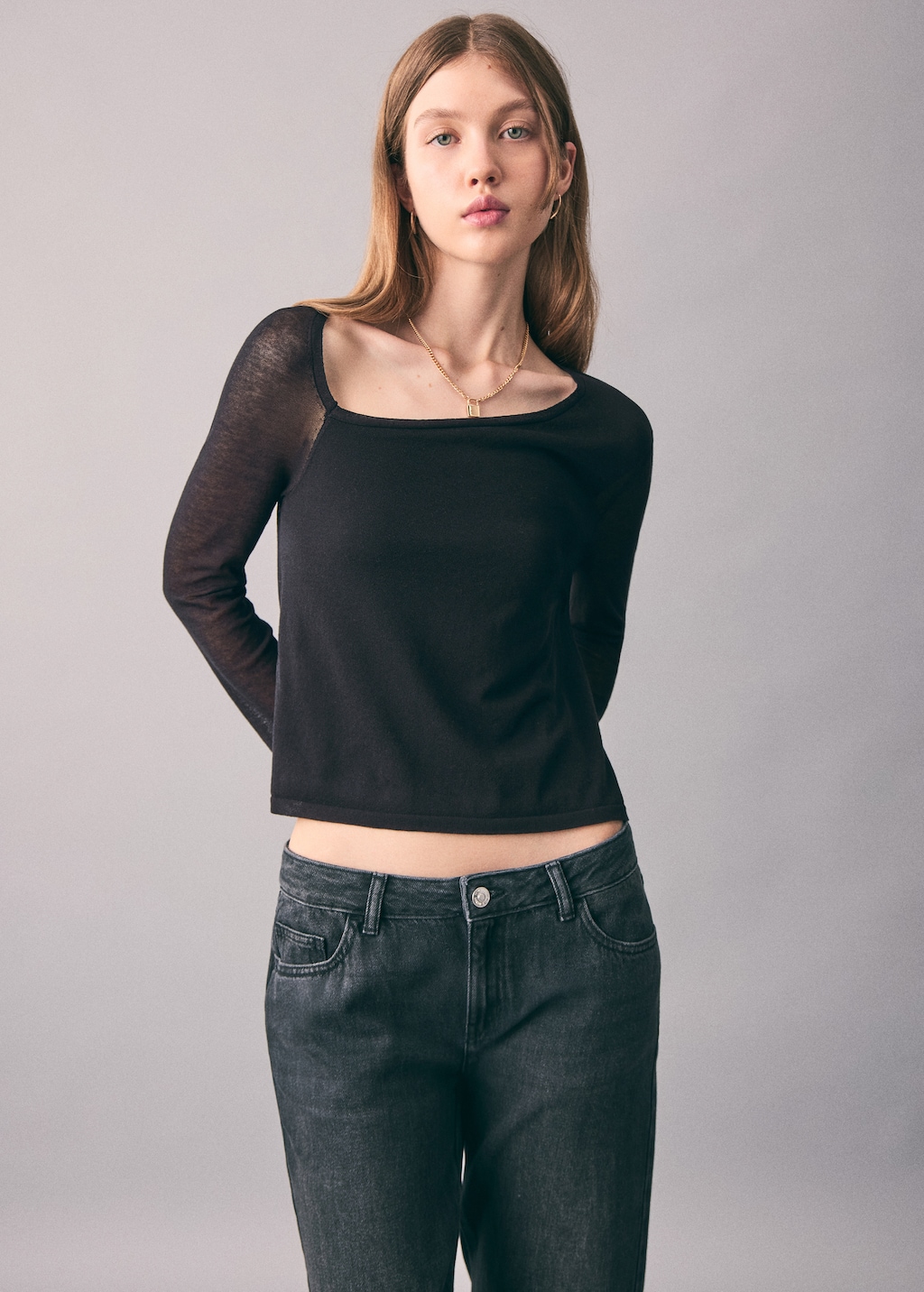 T-shirt with asymmetrical neckline