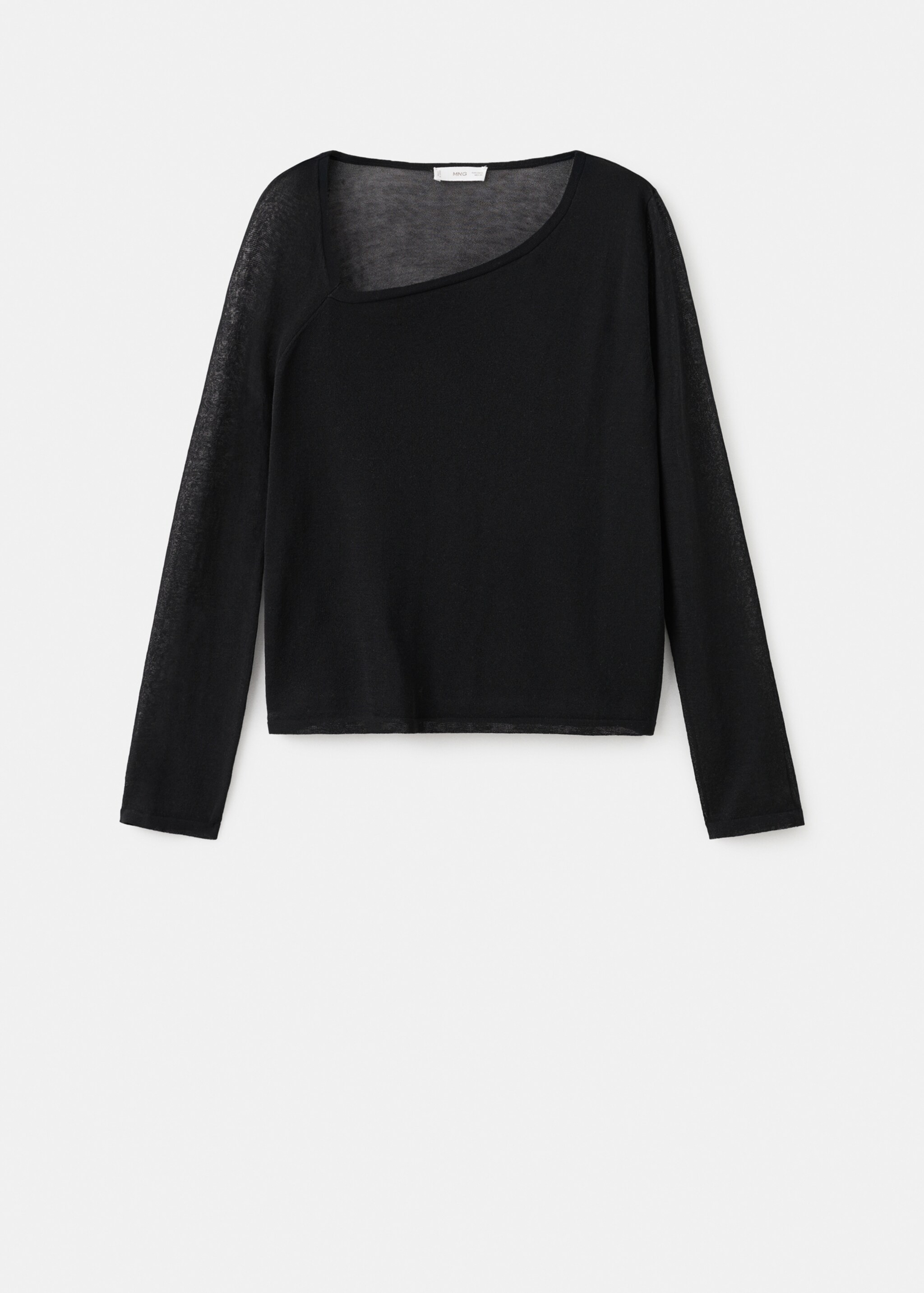 Asymmetrical neck T-shirt - Article without model, Black. Ref: 17067762-00.