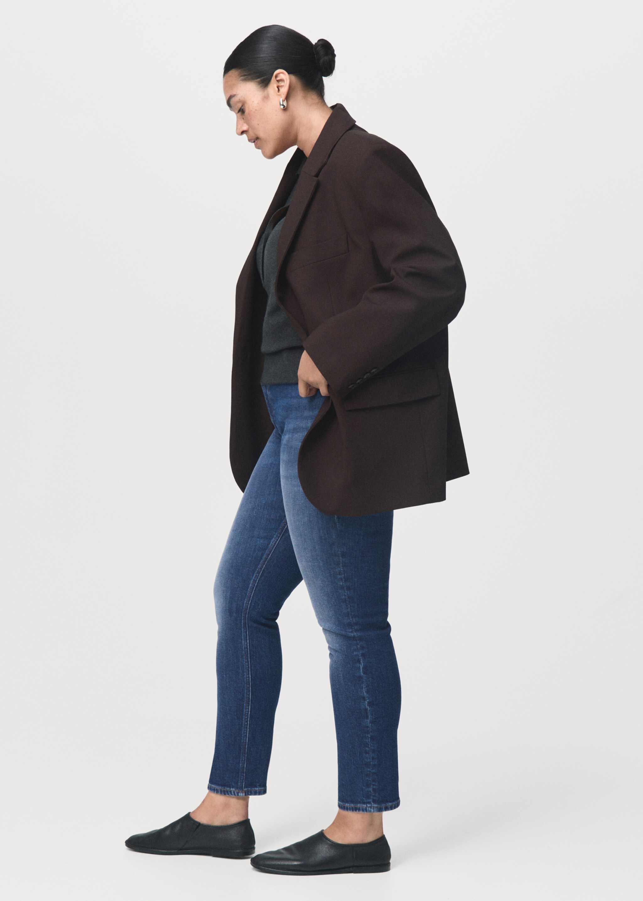 Mid-rise skinny jeans - Details of the article 3, Dark Blue. Ref: 17067764-00.