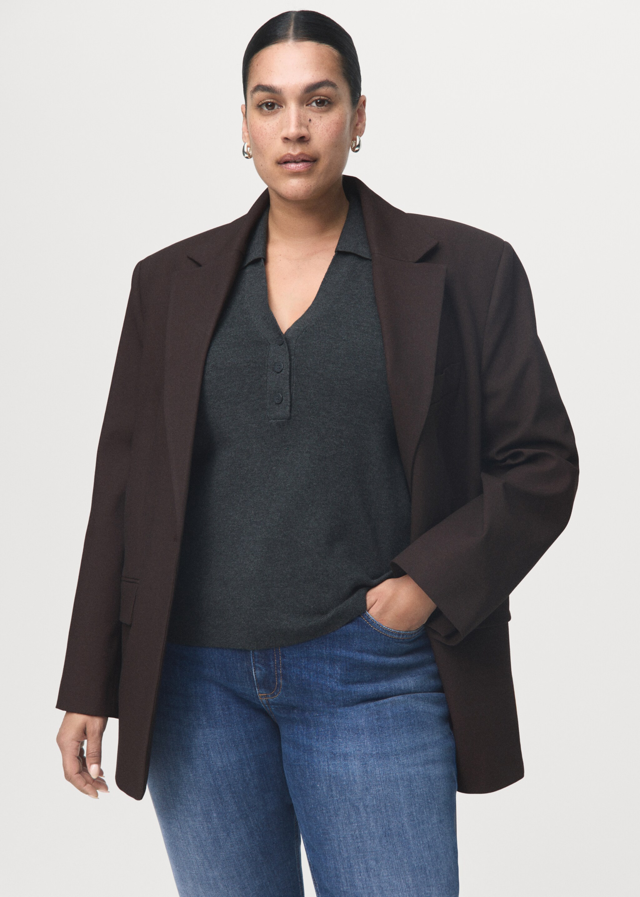 Mid-rise skinny jeans - Details of the article 5, Dark Blue. Ref: 17067764-00.