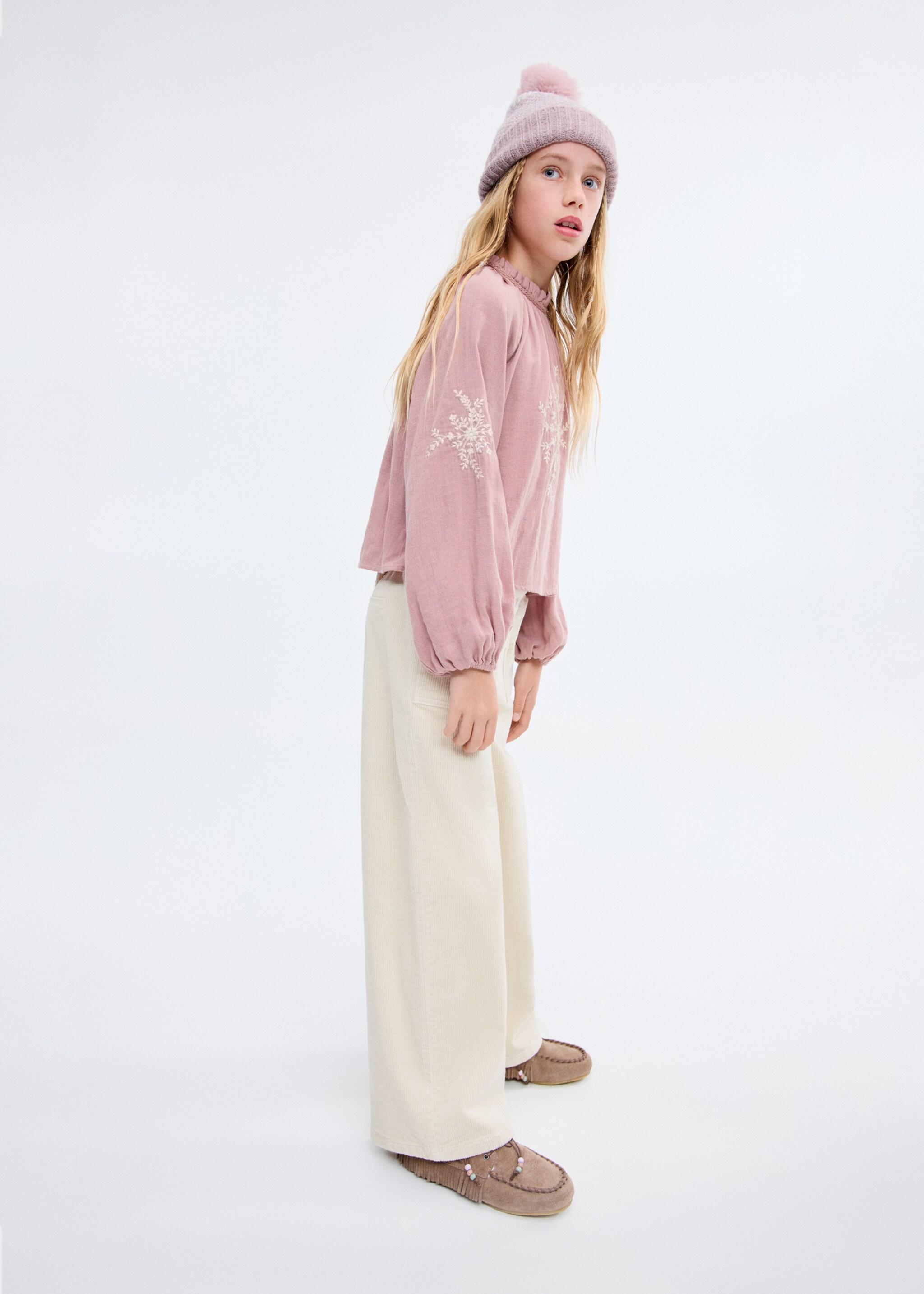 Cotton blouse with floral embroidery - Medium plane, Pink. Ref: 17067766-00.