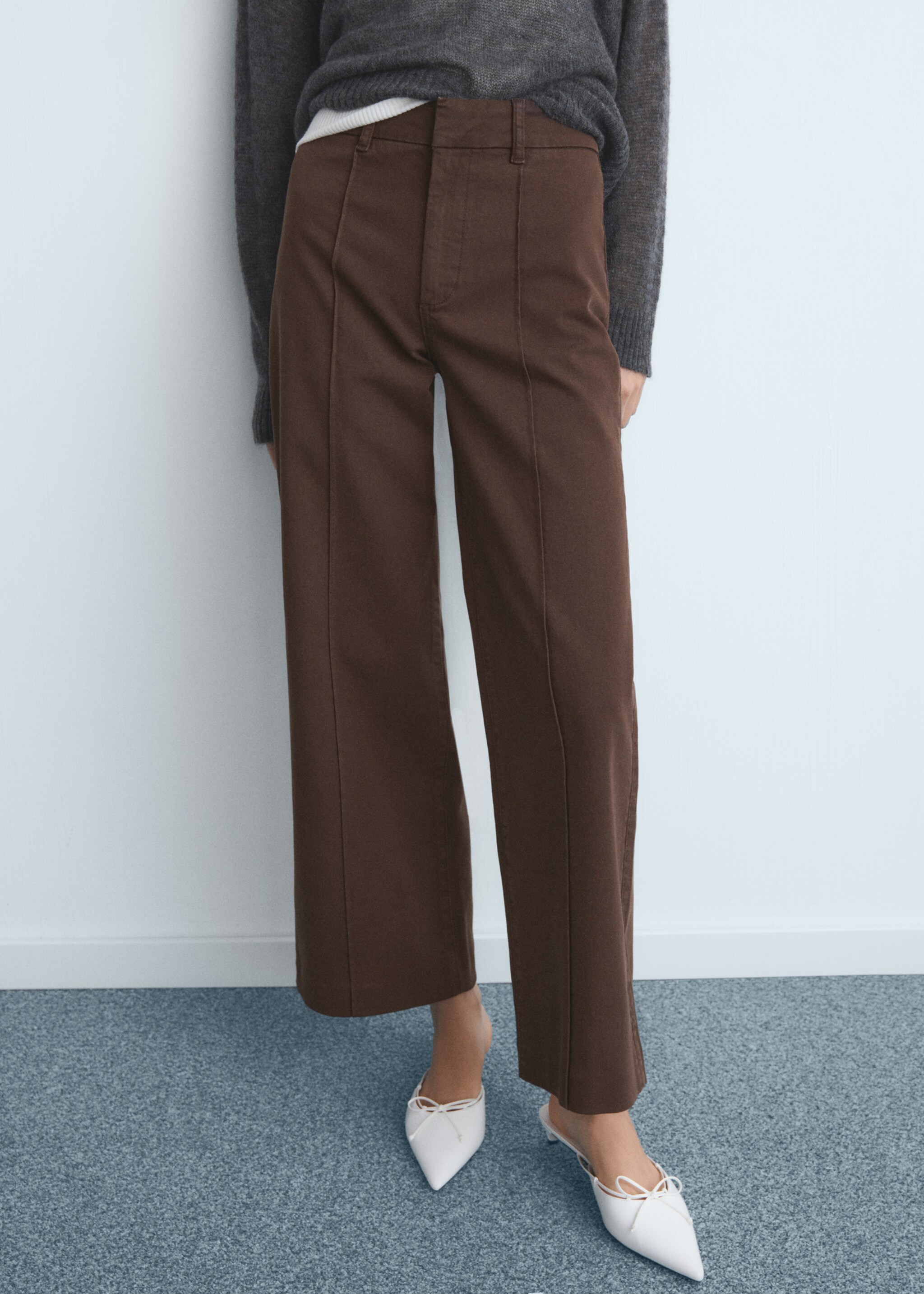 Jean wideleg taille haute coutures - Plan moyen, Chocolat. Ref: 17067769-00.