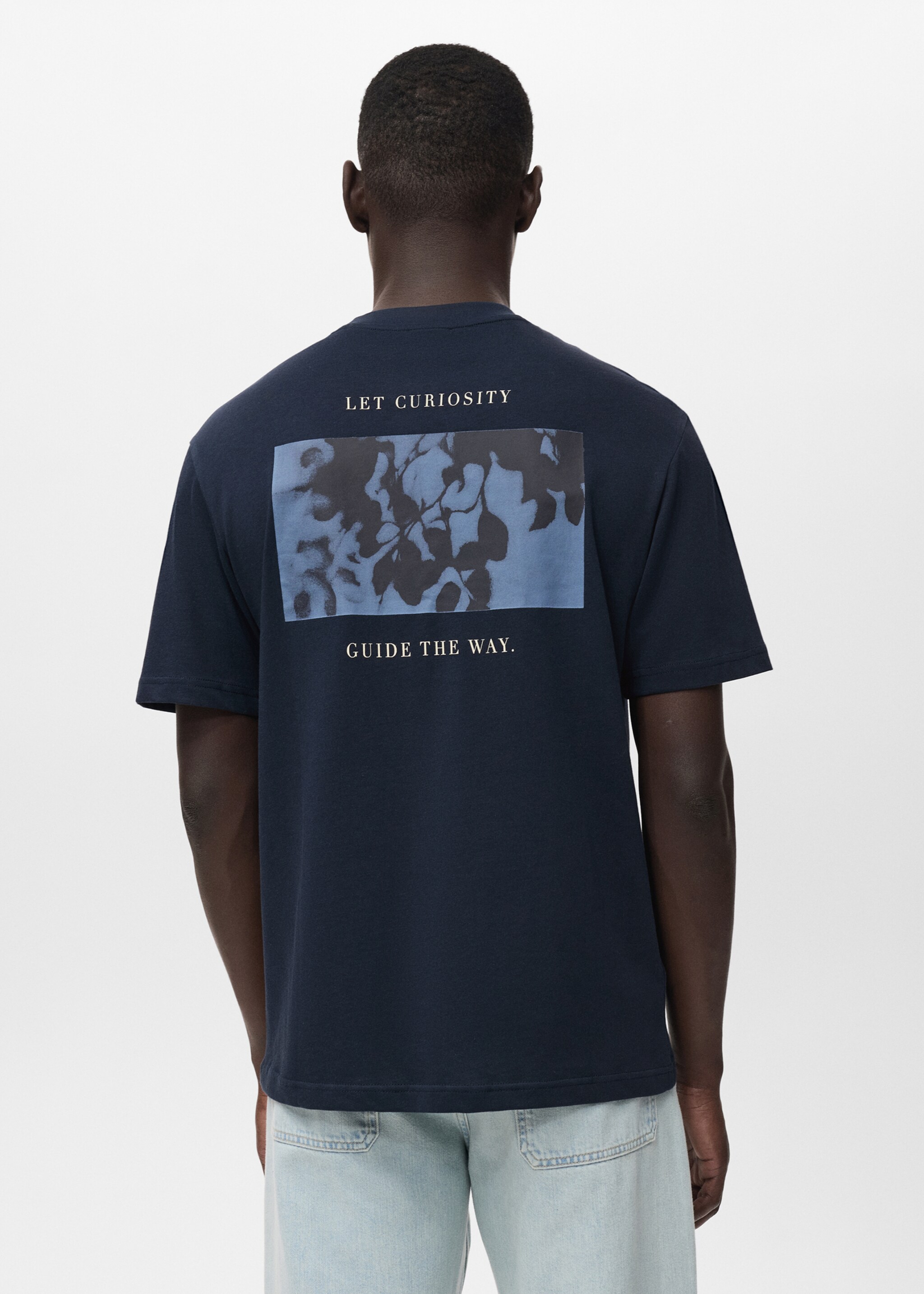 Camiseta 100% algodón texto - Reverso del artículo, Azul indigo. Ref: 17067771-00.