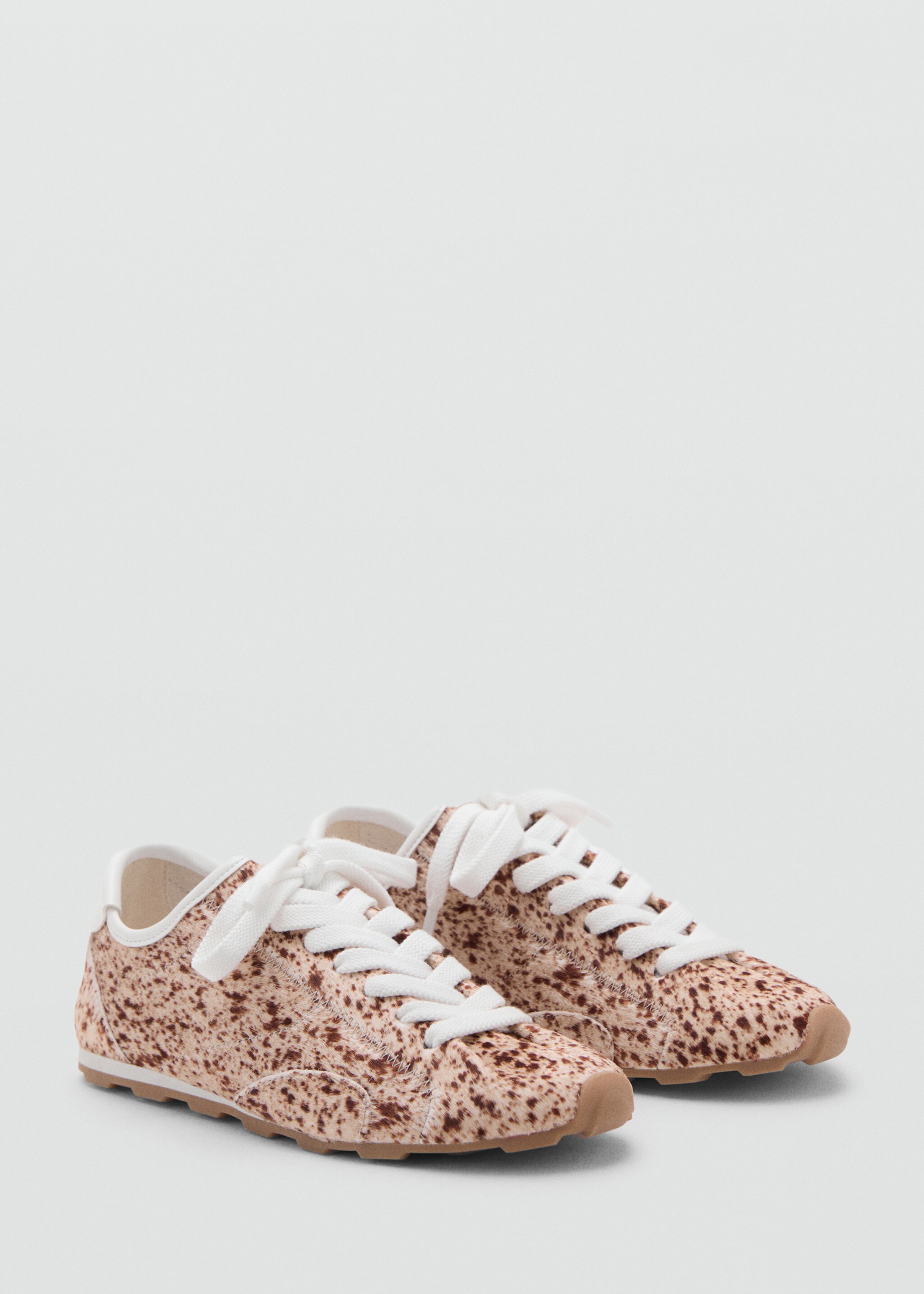 Leather and fur-effect trainers - Medium plane, Beige. Ref: 17067776-00.