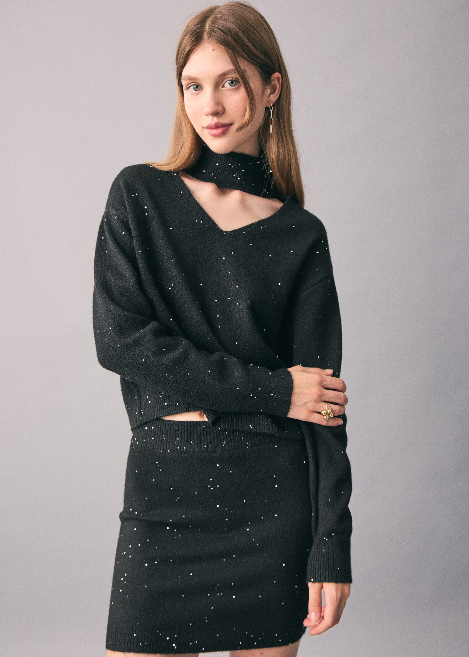 Knitted skirt with sequin detail - Medium plane