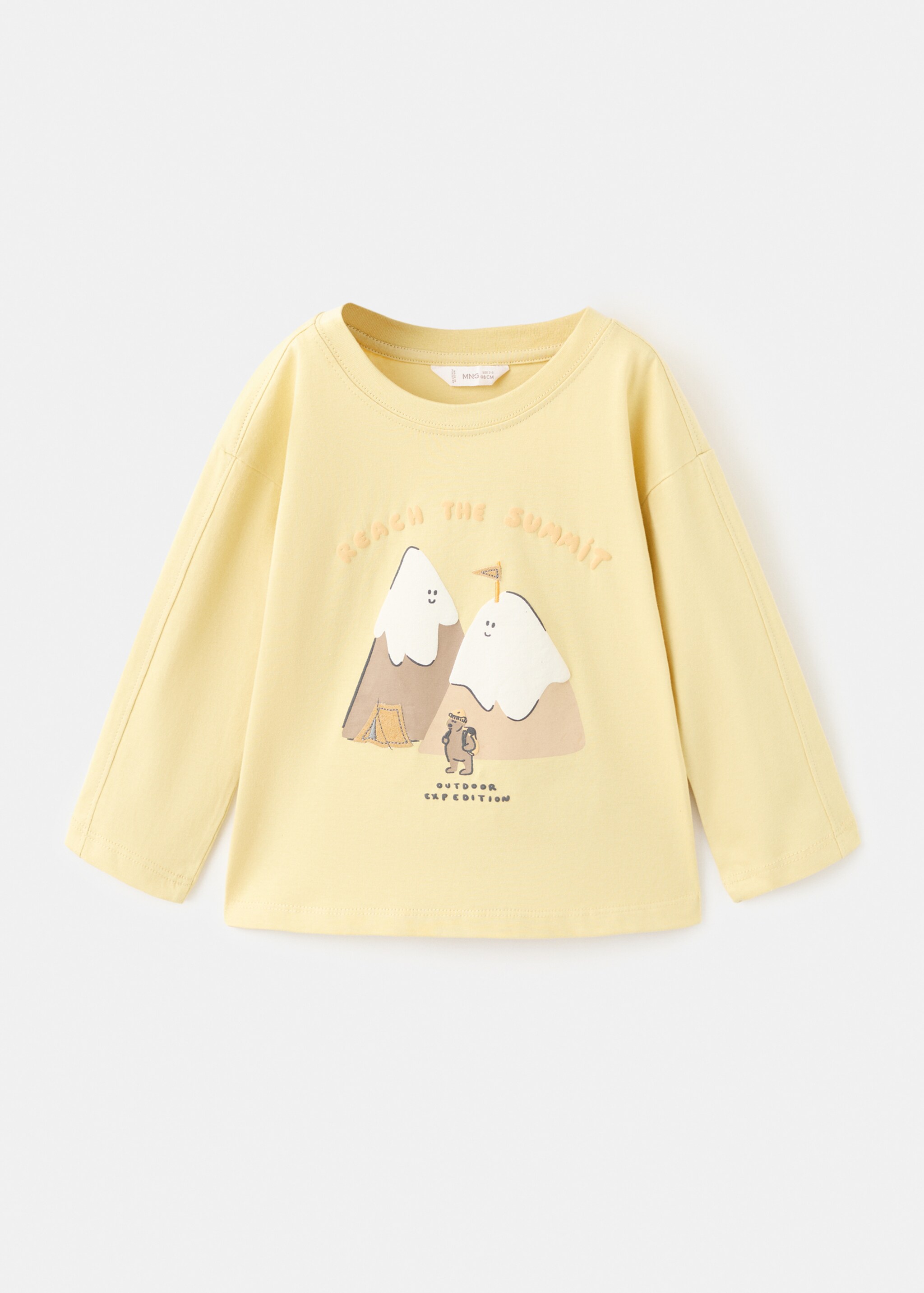 Printed long sleeve t-shirt - Article without model, Pastel Yellow. Ref: 17067779-00.