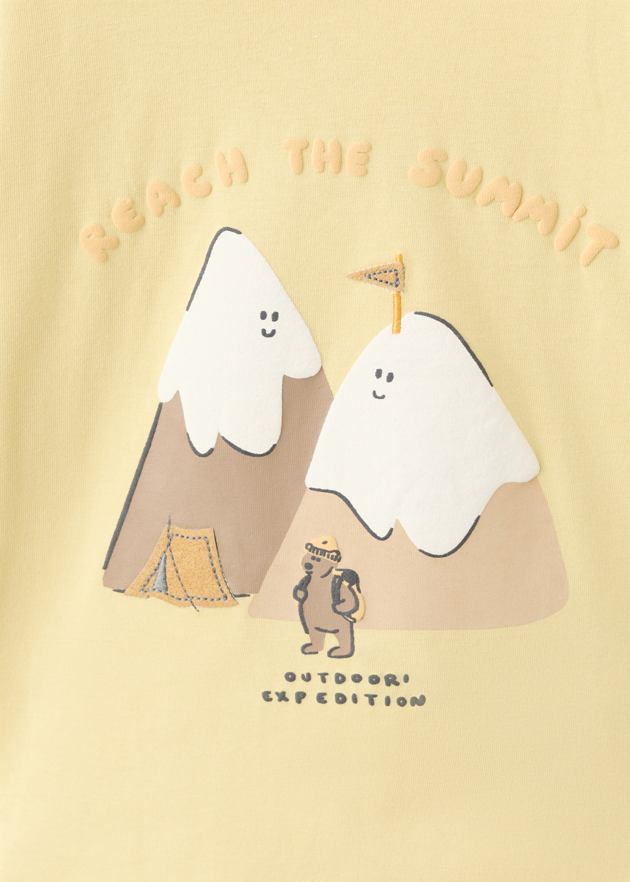 Printed long sleeve t-shirt - Details of the article 0, Pastel Yellow. Ref: 17067779-00.