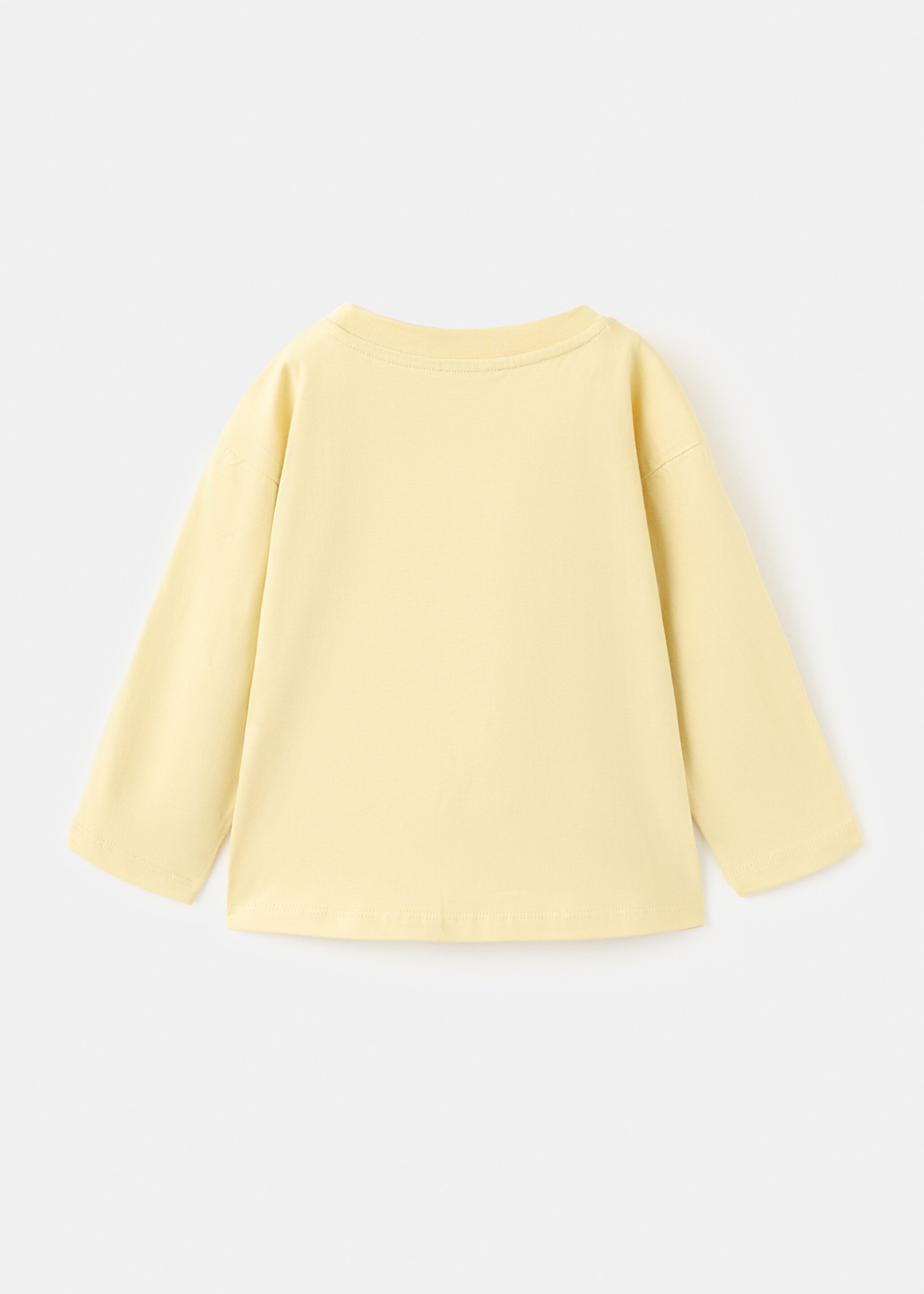 Printed long sleeve t-shirt - Reverse of the article, Pastel Yellow. Ref: 17067779-00.